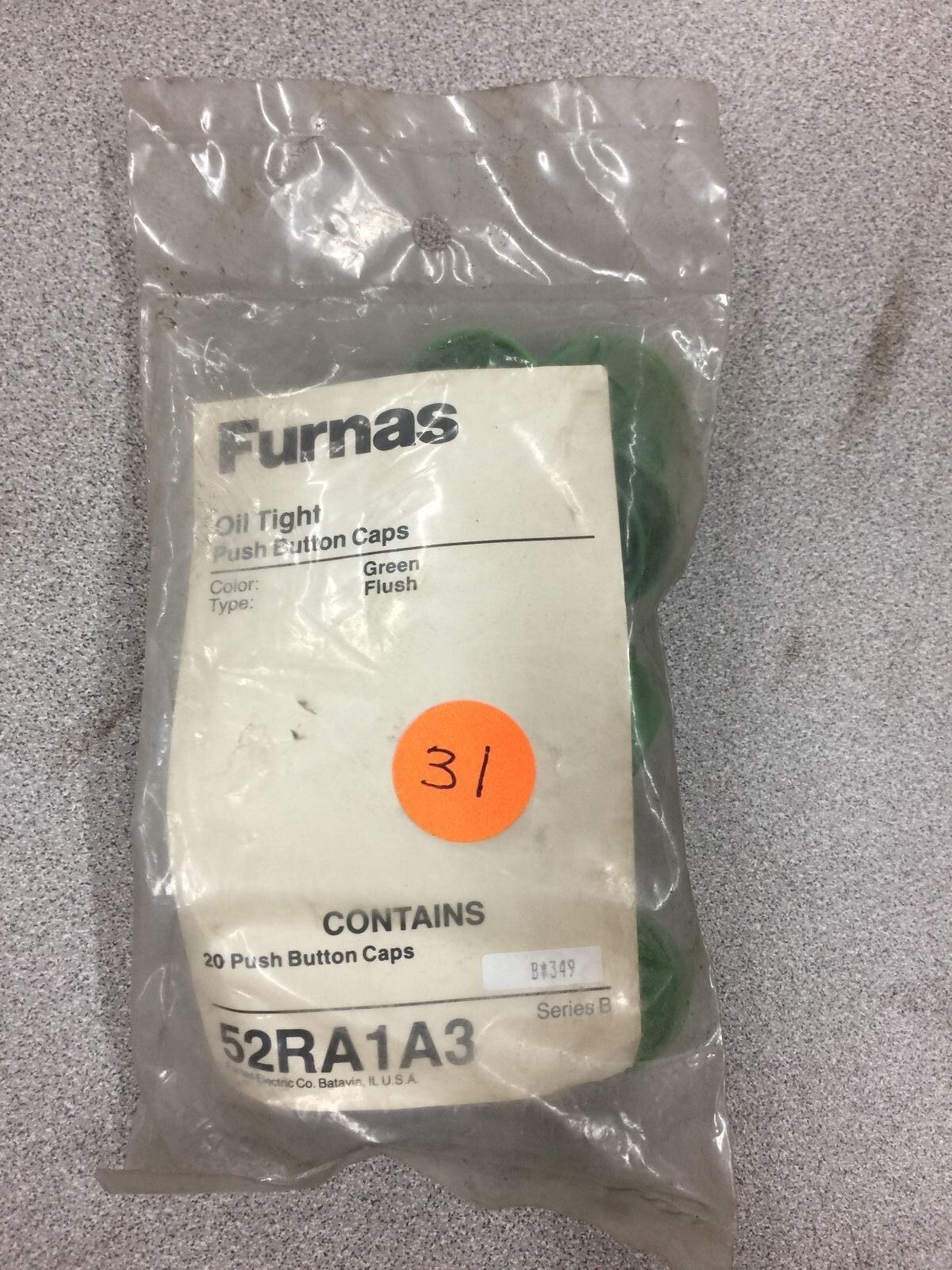 NEW "PACKAGE OF 20" FURNAS GREEN PUSH BUTTON CAPS 52RA1A3 SERIES B