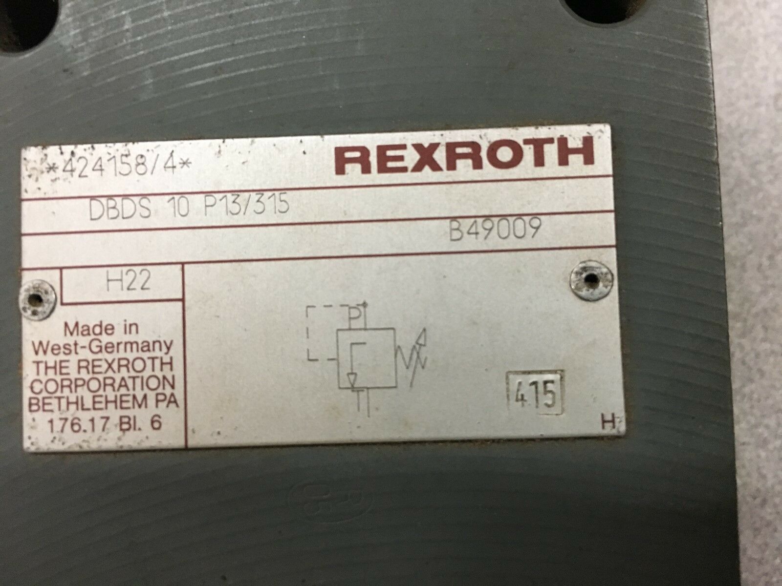 NEW NO BOX REXROTH 424158/4* PRESSURE REDUCING VALVE DBDS 10 P13/315