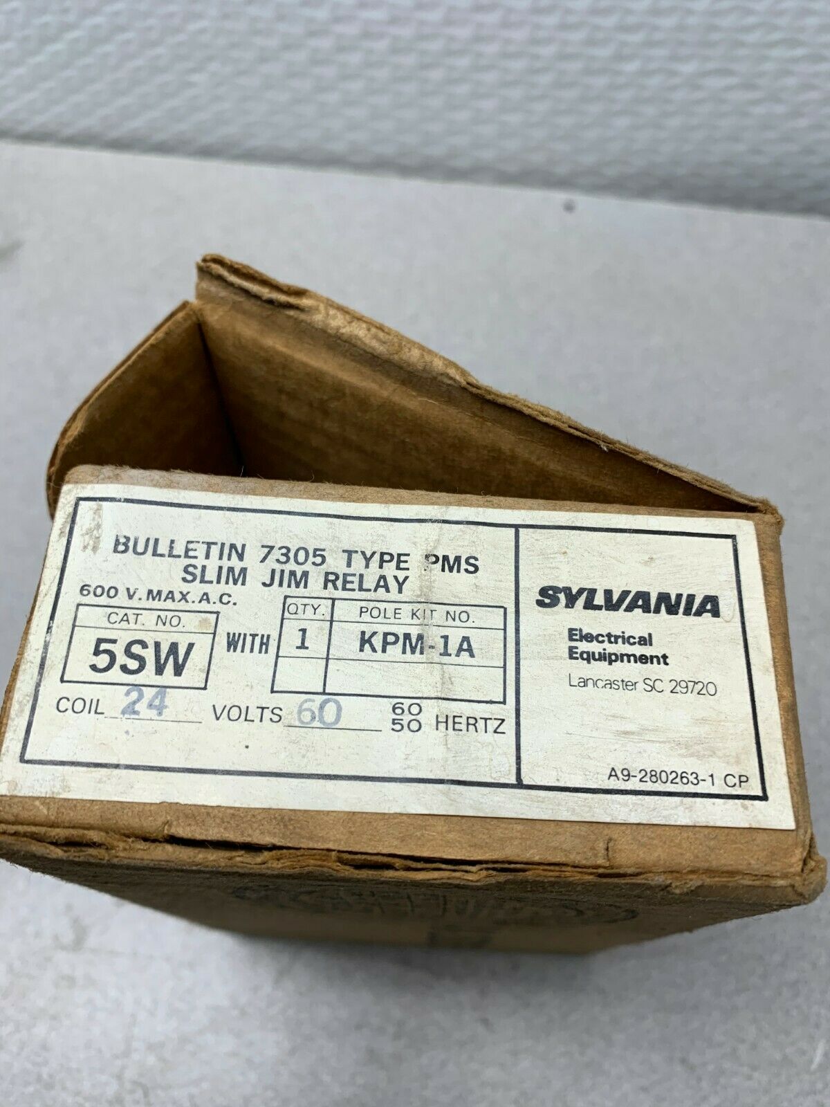 NEW IN BOX SYLVANIA 7305 TYPE PMS 5SW SLIM JIM RELAY WITH KPM-1A