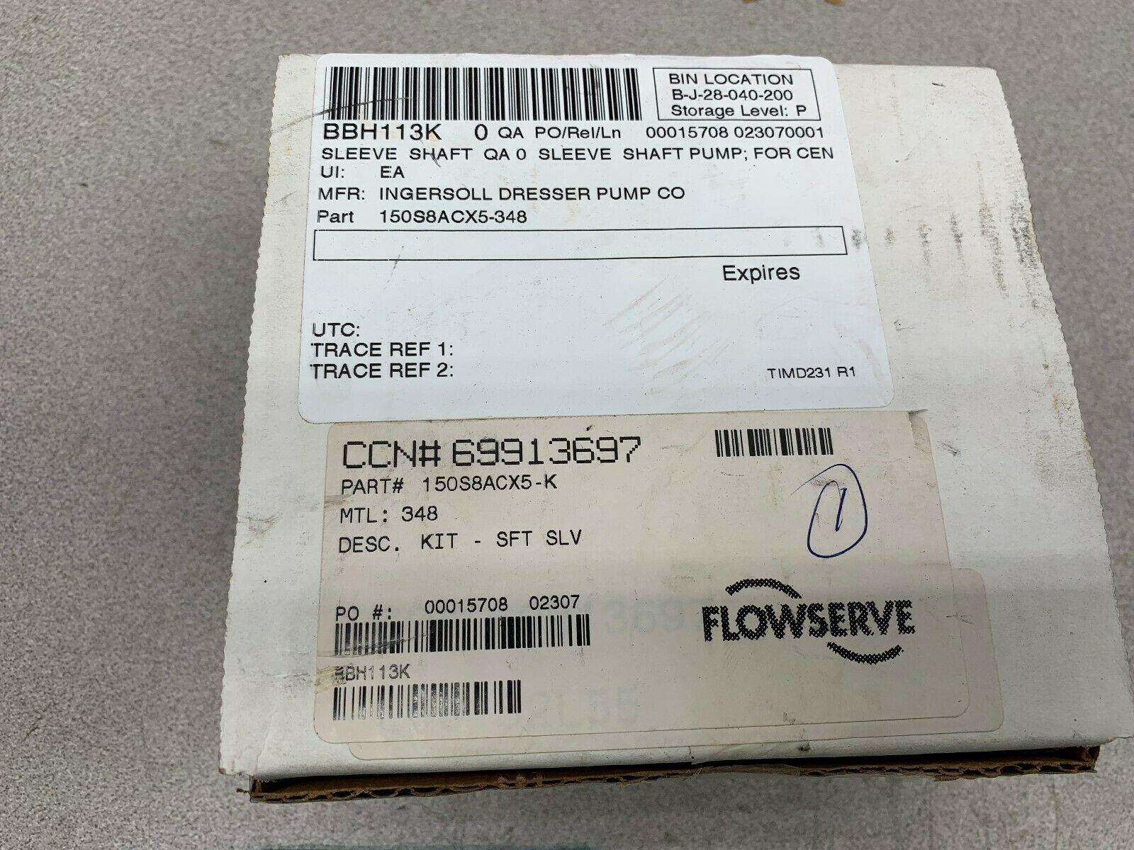 NEW IN BOX FLOWSERVE SHAFT SLEEVE 150S8ACX5-K