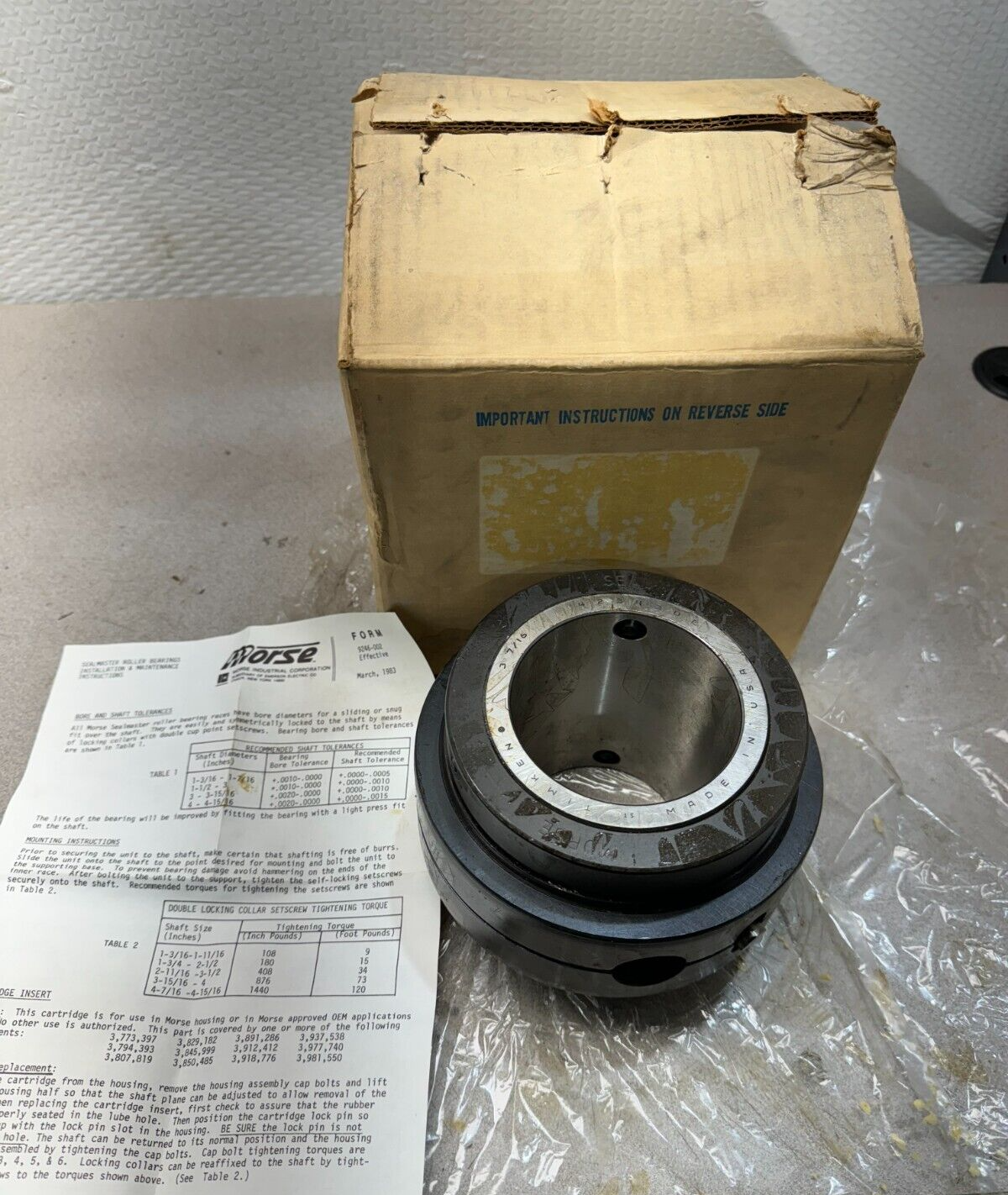 NEW IN BOX MORSE TIMKEN 42343DE INSERT BEARING 3-7/16" BORE