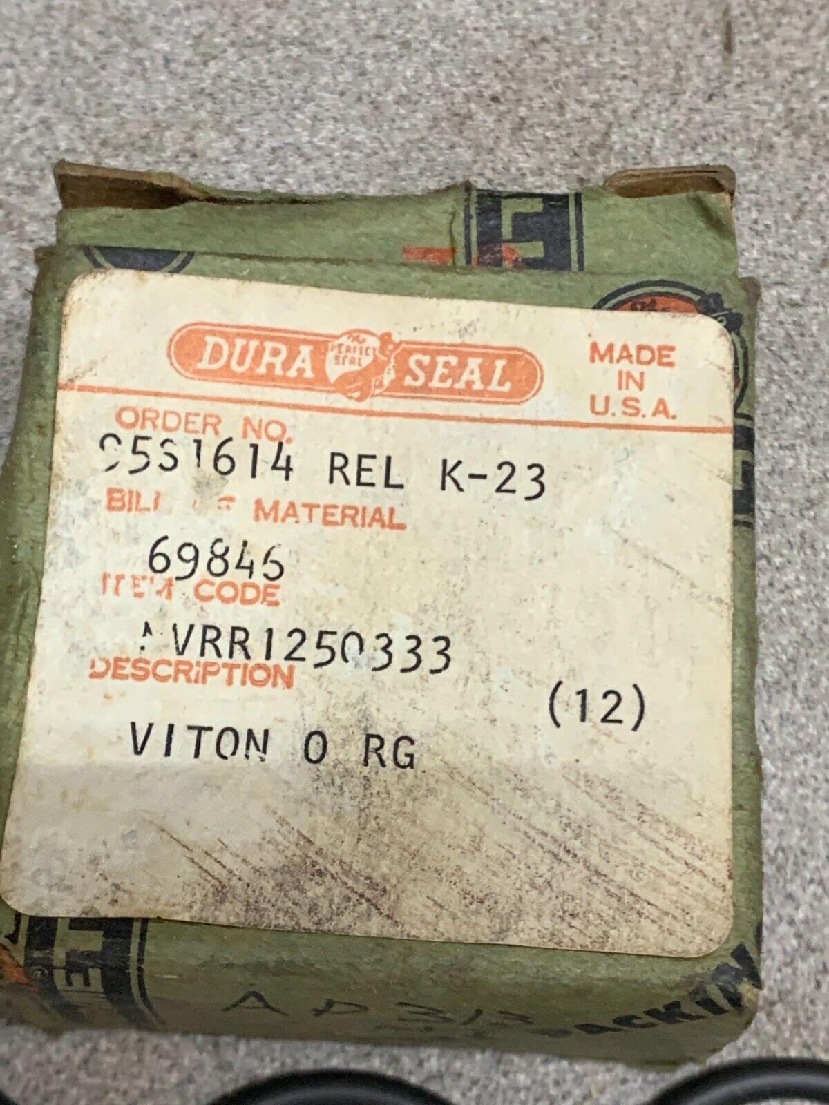 NEW BOX OF 8 DURA SEAL VITON O-RINGS MVRR1250333