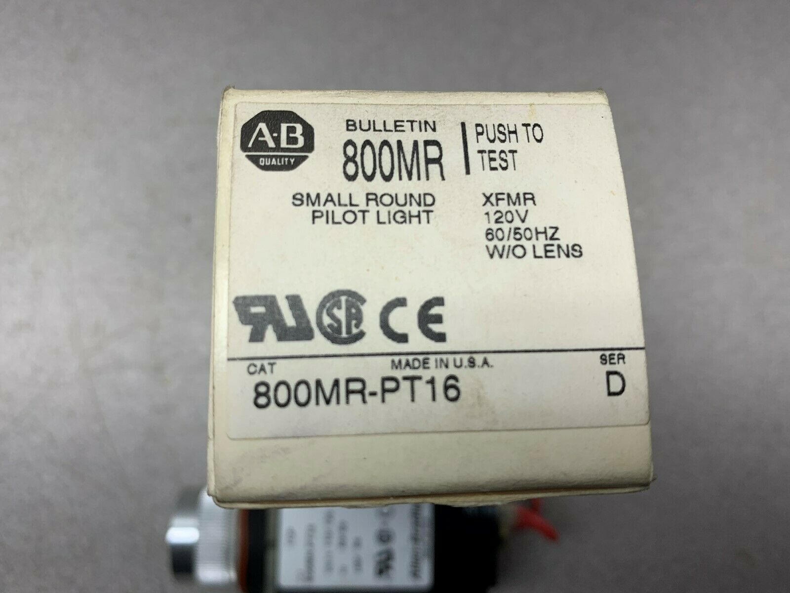 NEW IN BOX ALLEN BRADLEY SMALL ROUND PILOT LIGHT 800MR-PT16 SERIES D