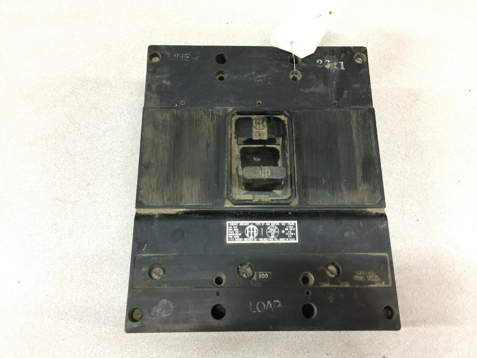 USED ITE 400AMP 3POLE 600VAC 250VDC BREAKER JKL FRAME