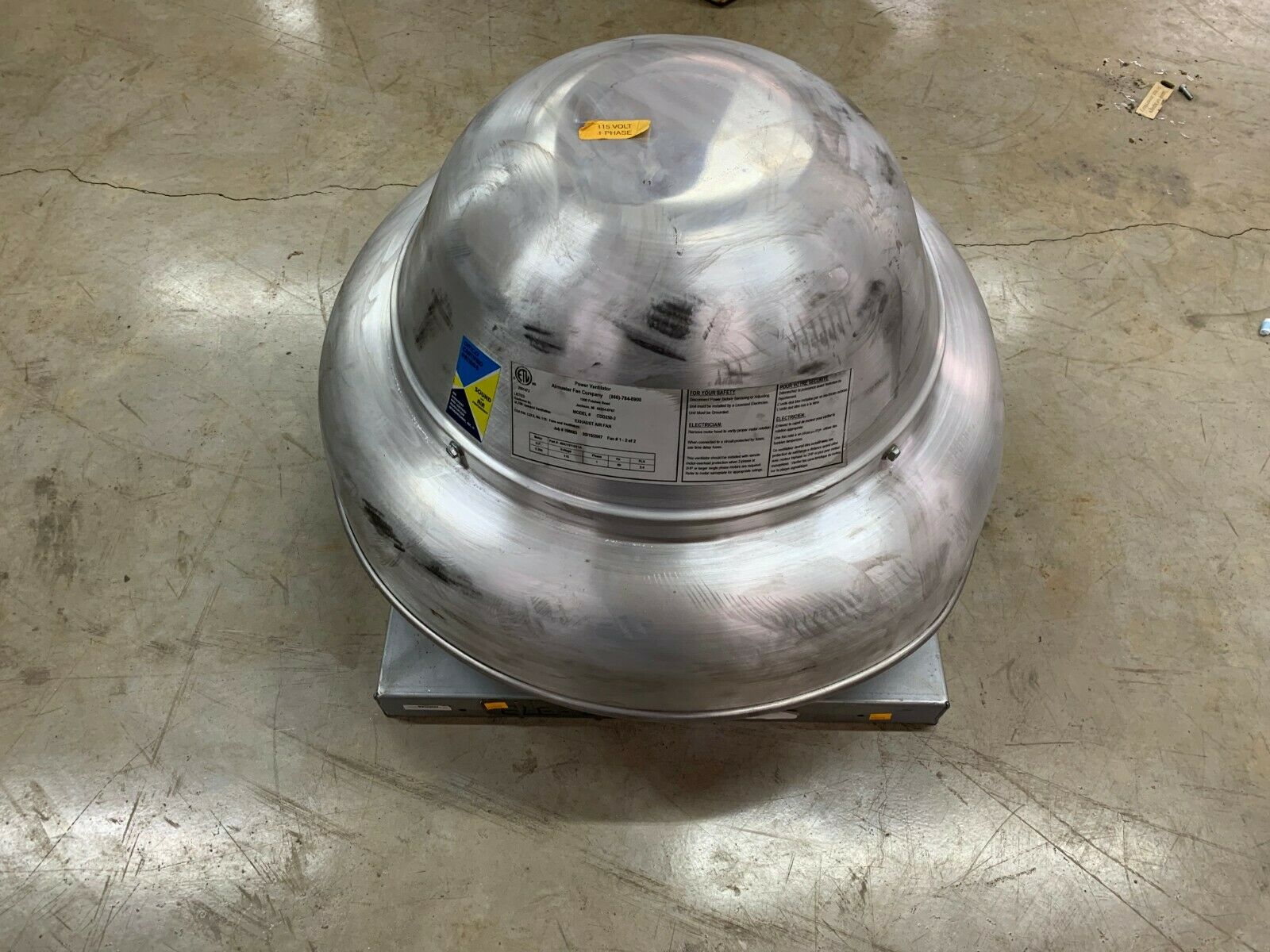 NEW NO BOX AIRMASTER POWER VENTILATOR EXHAUST AIR FAN CDD250-2