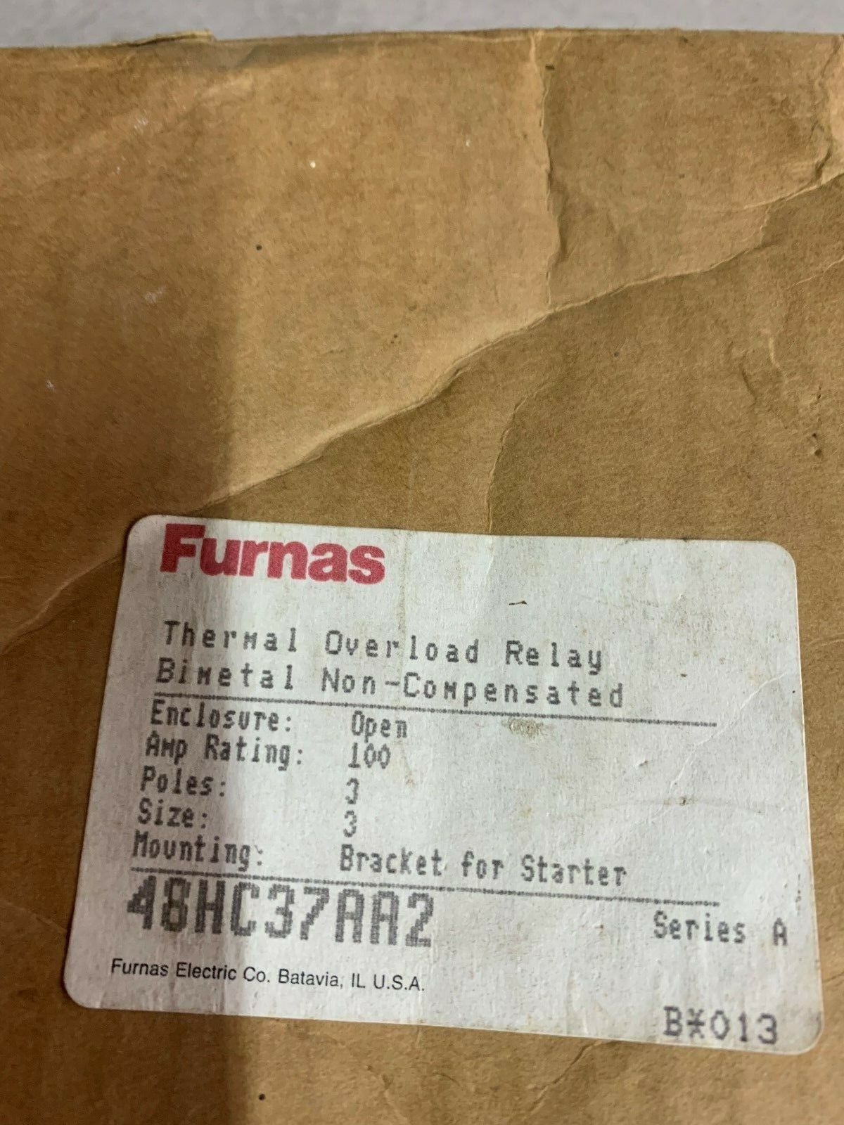 NEW IN BOX FURNAS RELAY 48HC37AA2 SERIES A