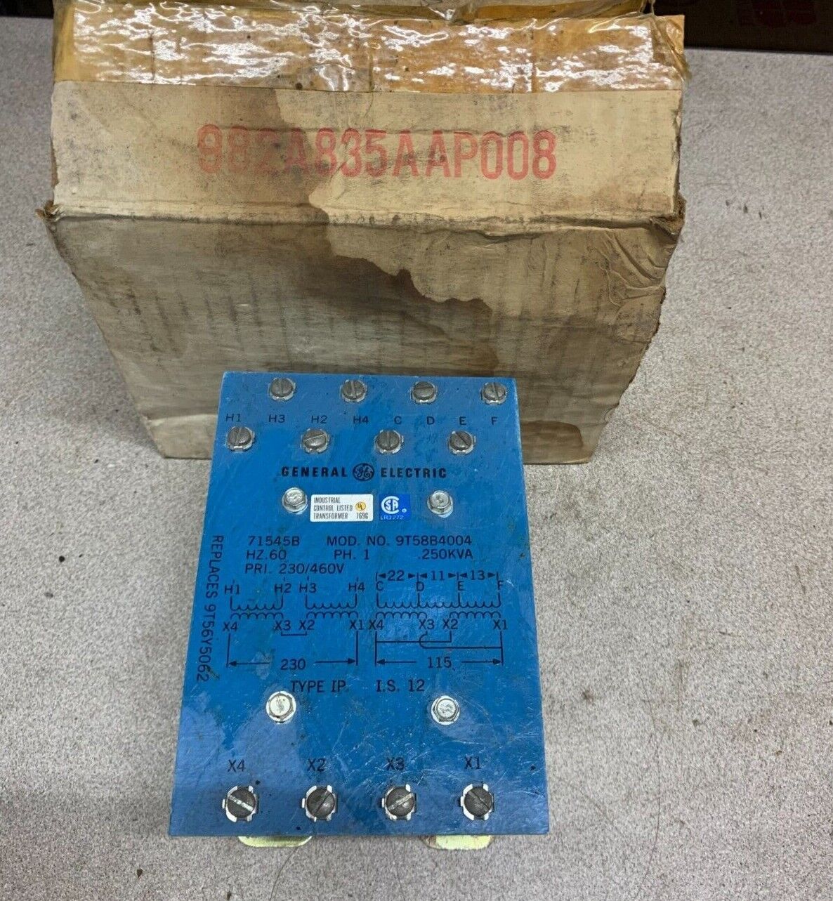 NEW IN BOX GENERAL ELECTRIC .250KVA TRANSFORMER 9T58B4004