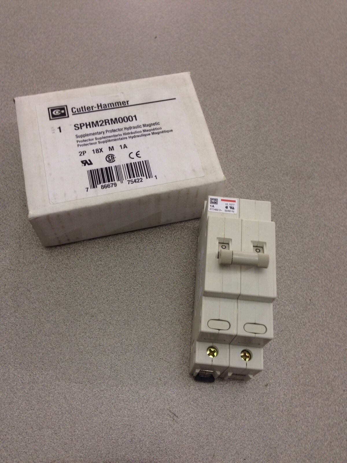 NEW IN BOX EATON CUTLER-HAMMER SPHM2RM0001 CIRCUIT BREAKER 1 AMP 2 POLE