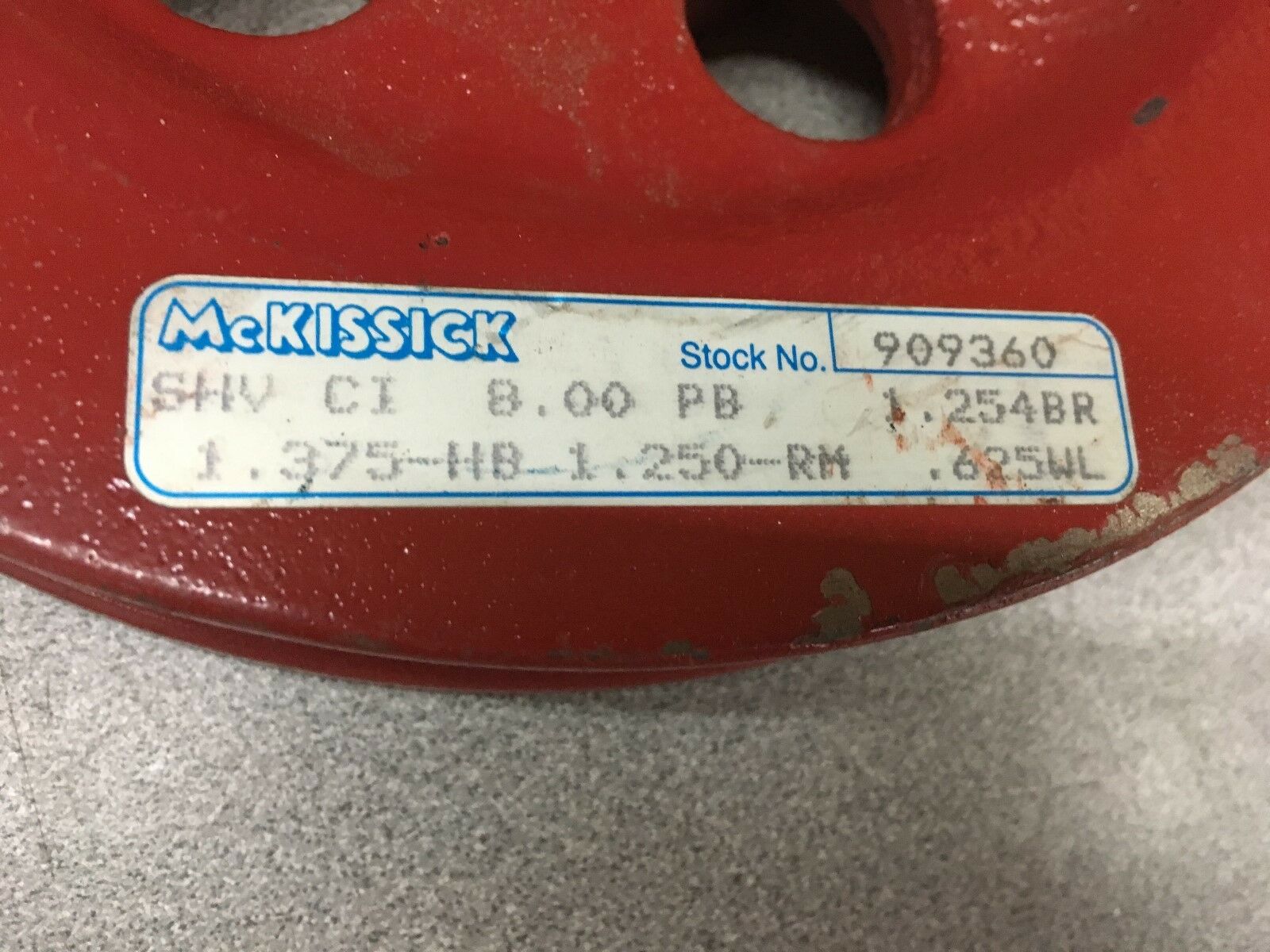 NEW MCKISSICK 1.375-HB-1.250-RM  .625WL SHEAVE 909360 PULLEY SHV CI 8.00 PB