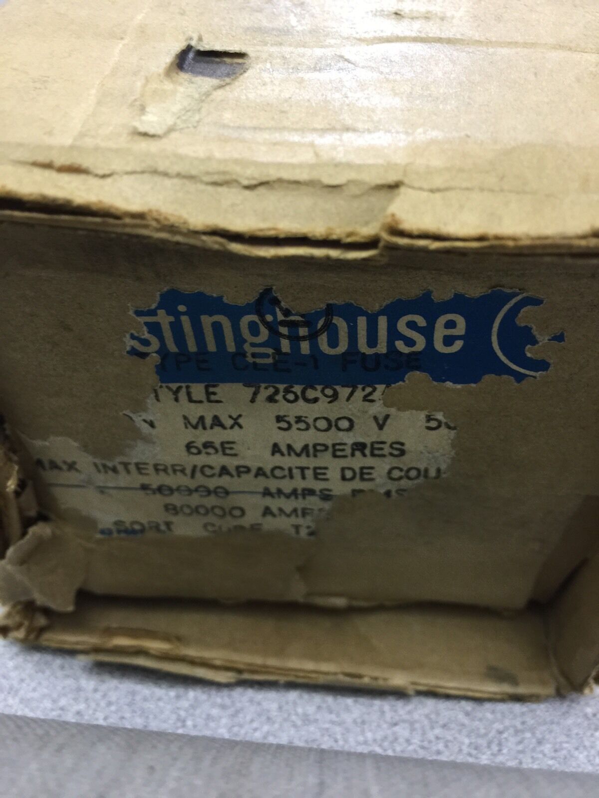 NEW IN BOX WESTINGHOUSE 65 AMP 5500V FUSE CLE-1 726C972A05