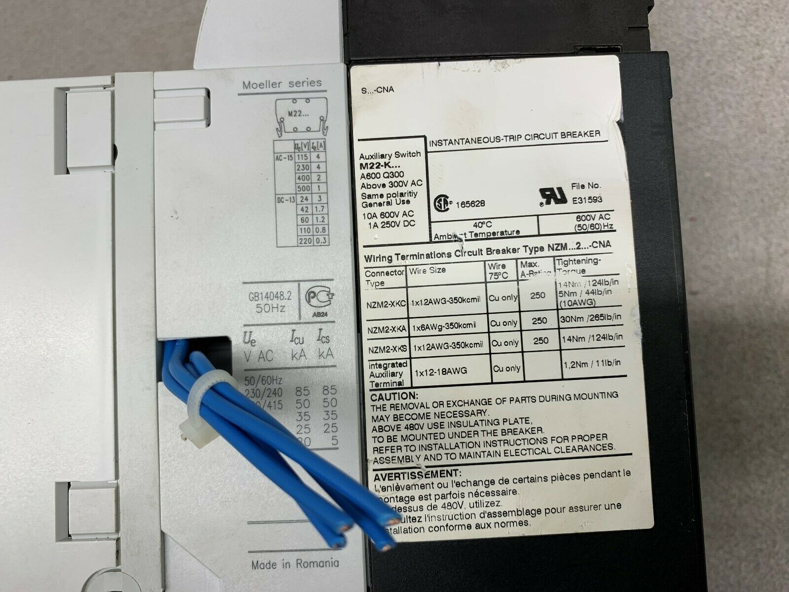 NEW EATON MOELLER 63AMP BREAKER WITH SYNCHRONIZED REMOTE OPERATOR NZM 2-XR