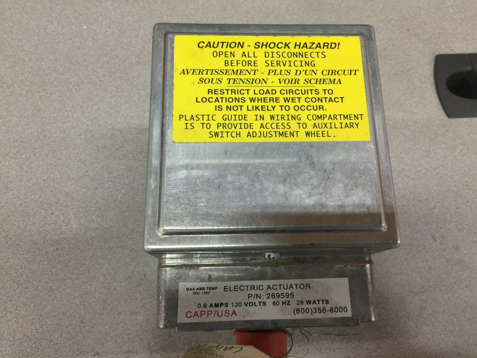 NEW NO BOX CAPP USA 120 V 0.6AMP ELECTRIC ACTUATOR 269595