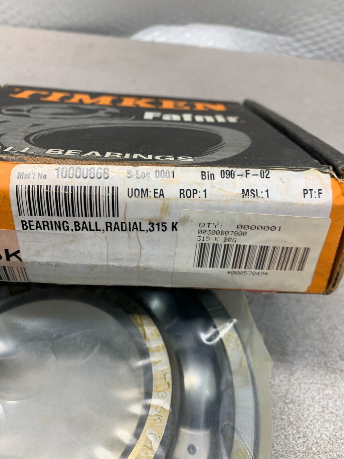 NEW IN BOX TIMKEN 315K RADIAL BALL BEARING 315KC1FS50000