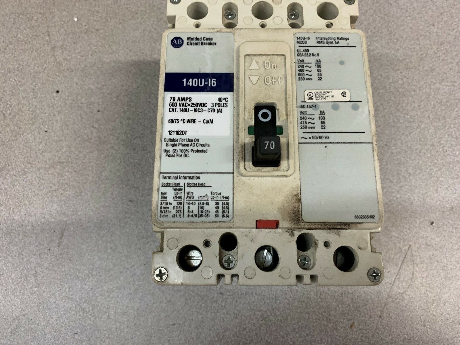 NEW NO BOX ALLEN BRADLEY BREAKER 140U-I6C3-C70