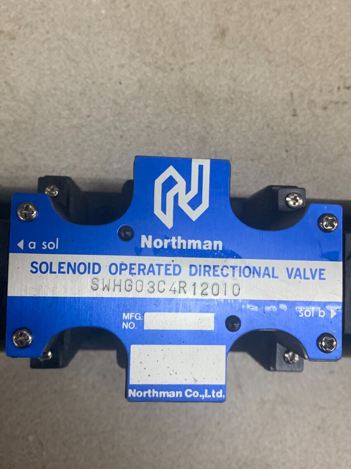 NEW NO BOX NORTHMAN HYDRAULIC SOLENOID OPERATED DIRECTIONAL VALVE SWHG03C4R12010