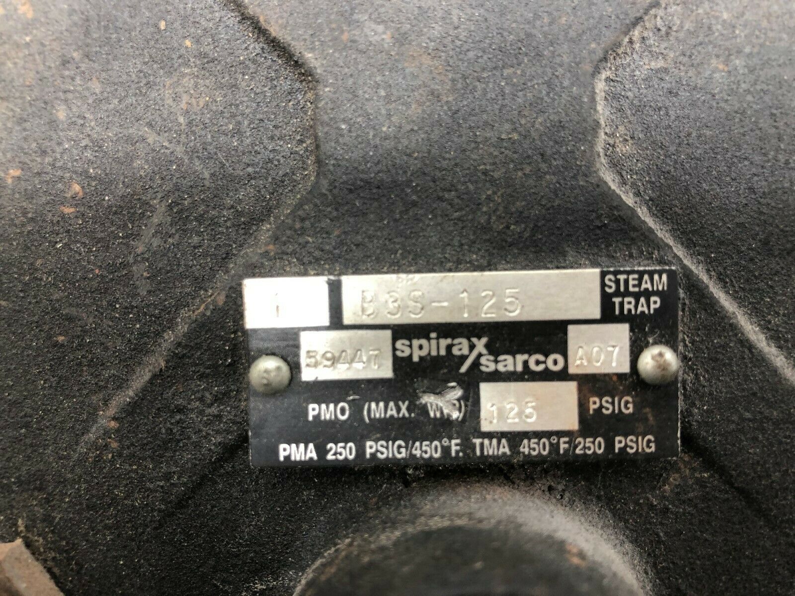 USED SPIRAX SARCO 1"NPT125 PSIG 450 DEG F INVERTED BUCKET STEAM TRAP B3S-125