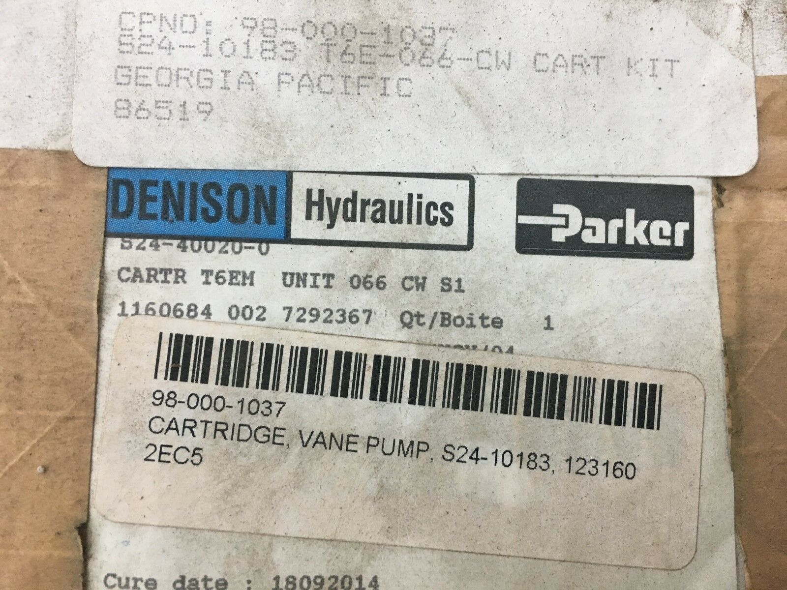 NEW IN BOX DENISON HYDRAULICS CARTR T6EM UNIT 066 CW S1 PARKER S24-40020-0