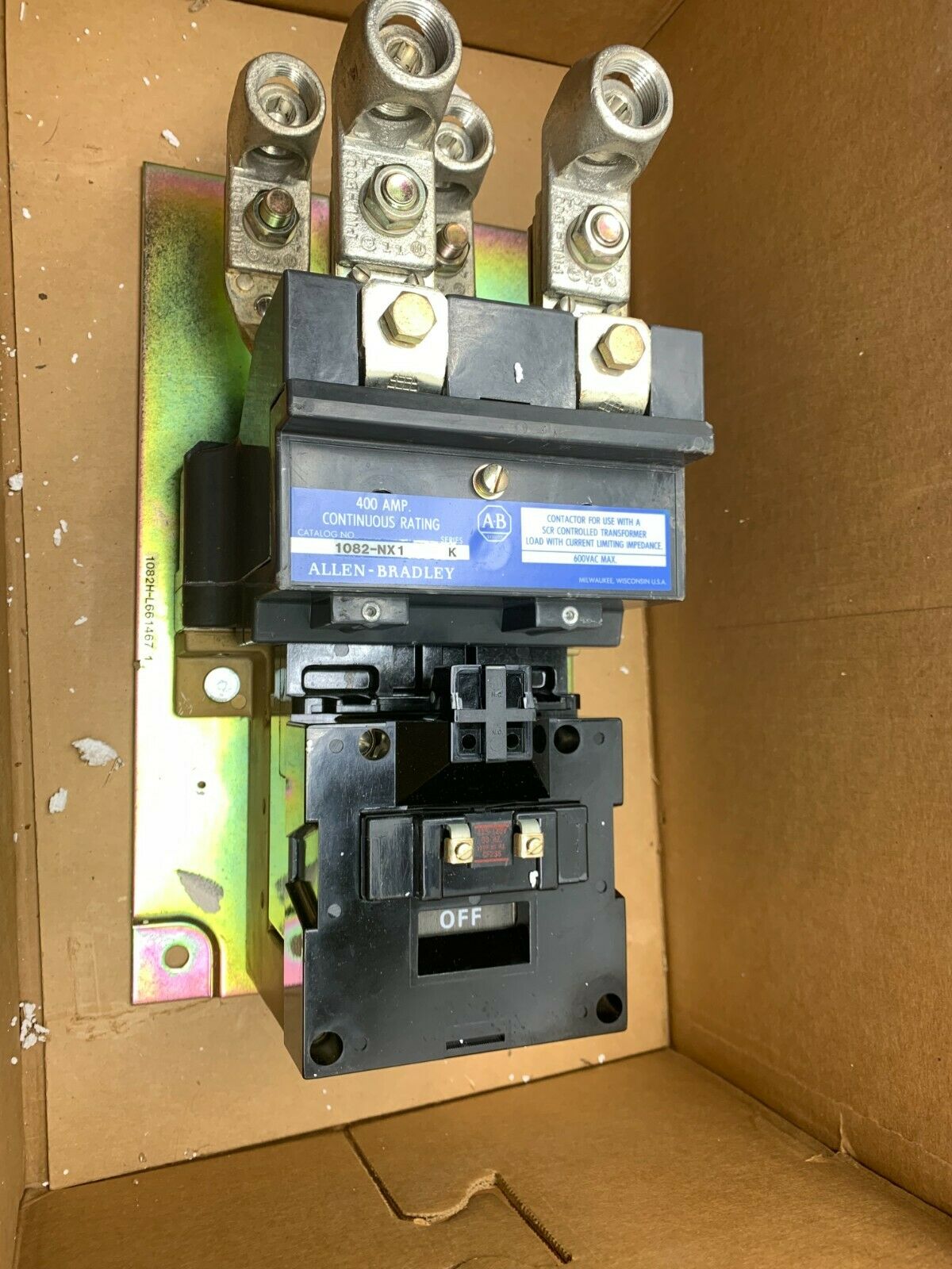 NEW IN BOX ALLEN-BRADLEY 400AMP 2 POLE CONTINUOUS RATING CONTACTOR 1082-NX1