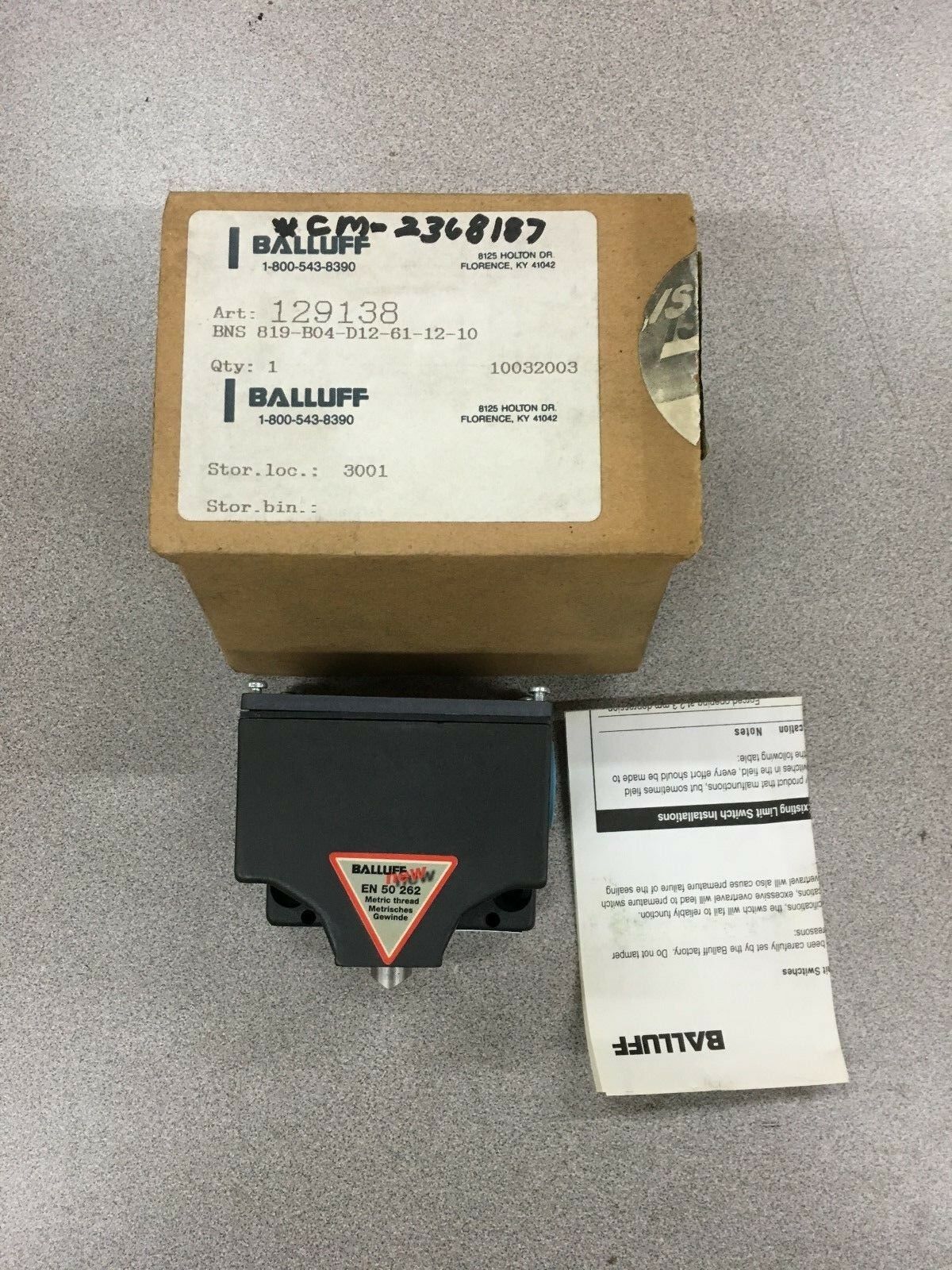 NEW IN BOX BALLUFF 129138 LIMIT SWITCH SENSOR BNS 819-B04-D12-61-12-10