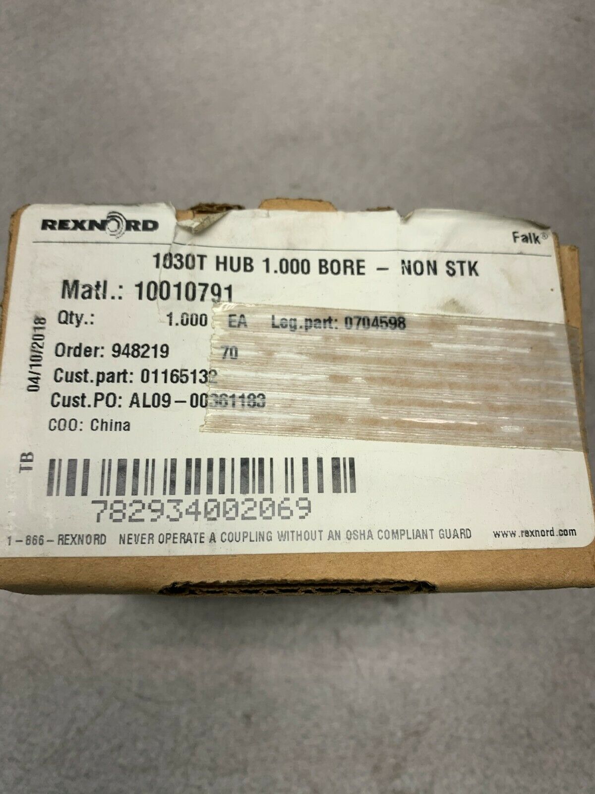 NEW IN BOX REXNORD 1030T HUB 10010791