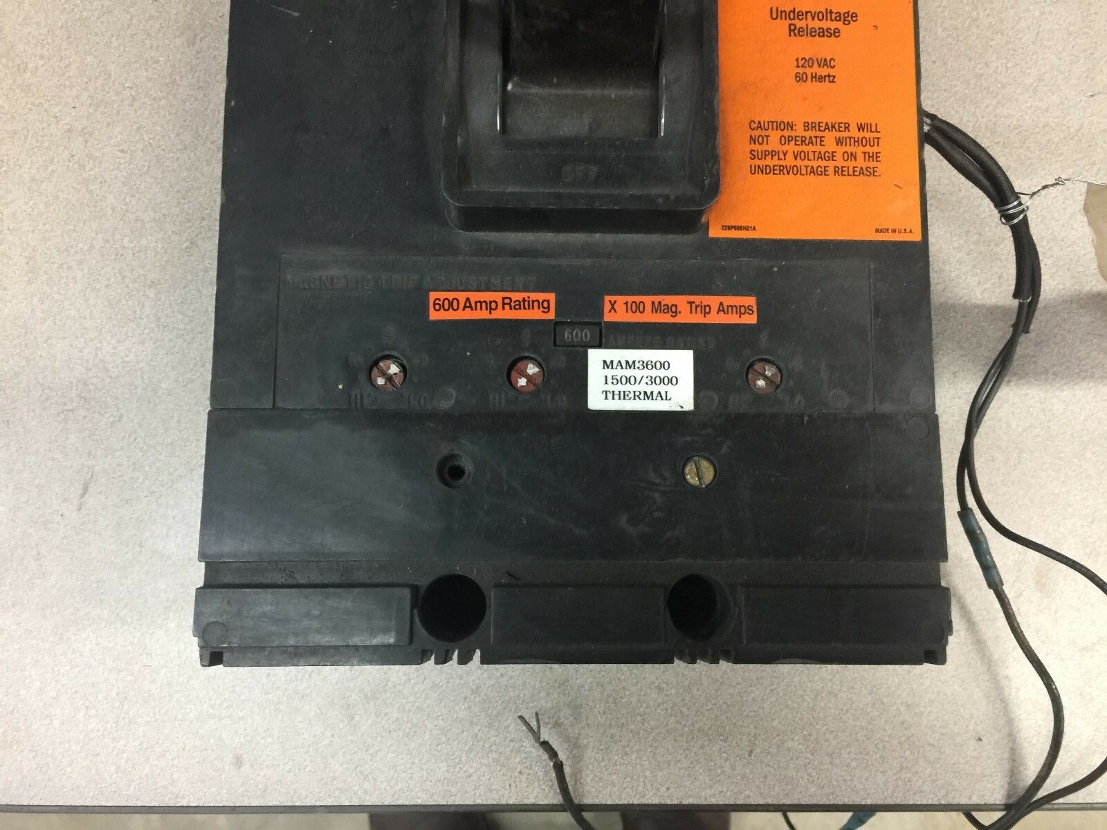 USED WESTINGHOUSE 600 AMP 3 POLE BREAKER MAM3600