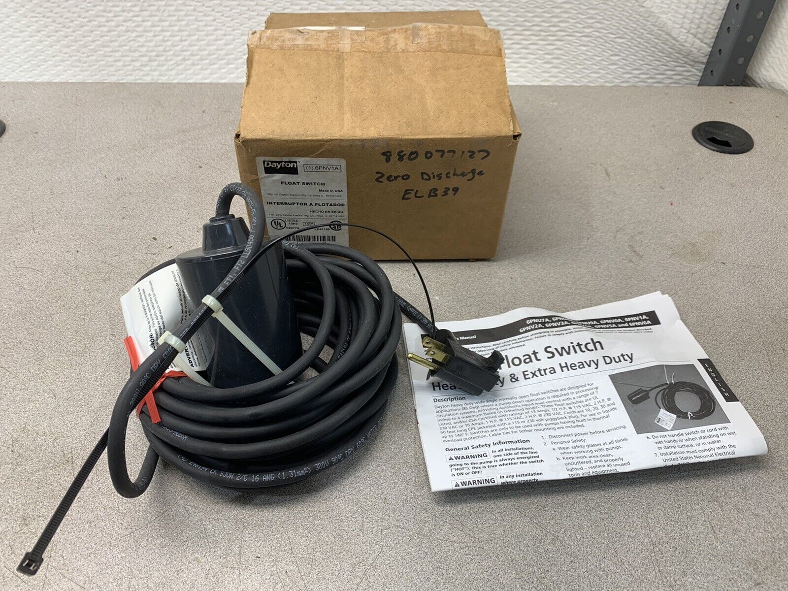 NEW IN BOX DAYTON 6PNV1 FLOAT SWITCH 6PNV1A