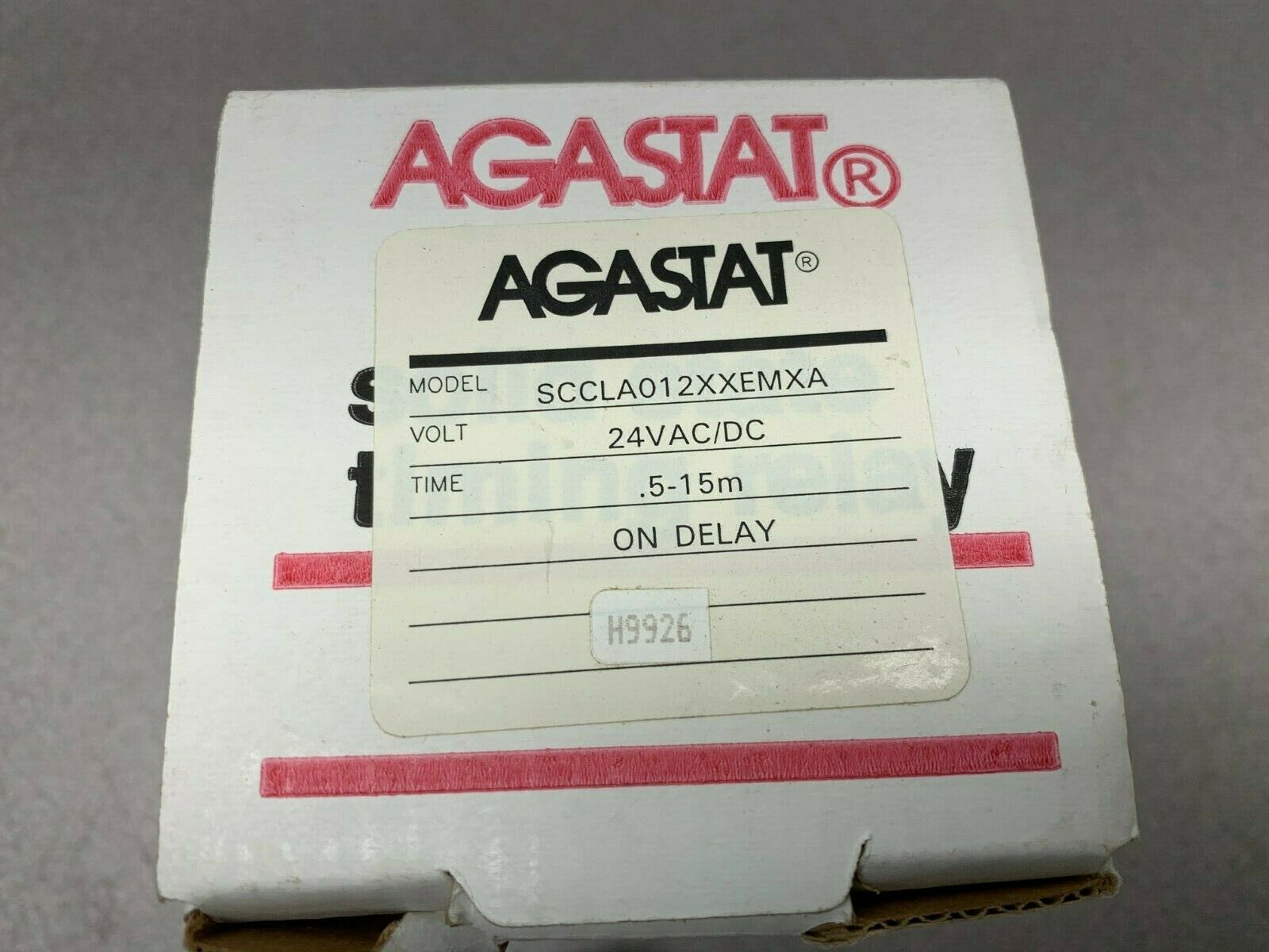 NEW IN BOX AGASTAT 24VAC/DC. TIMING RELAY .5-15 MINUTE SCCLA012XXEMXA