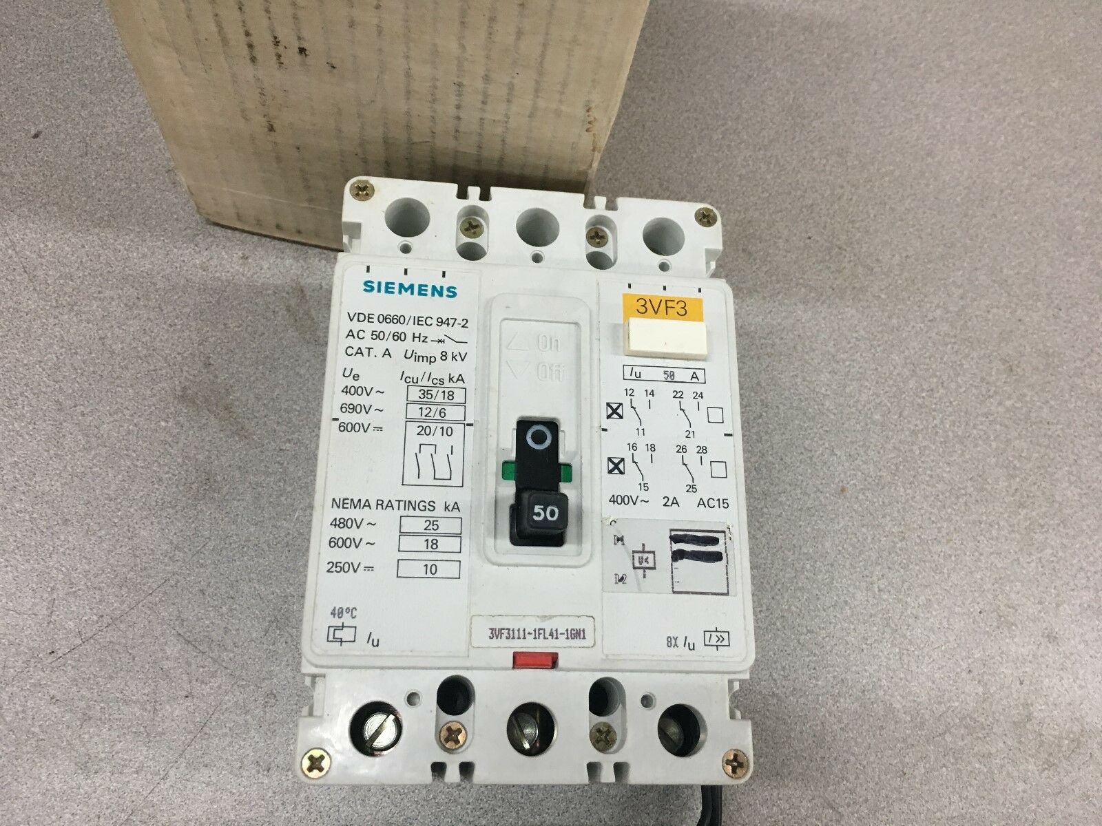 NEW IN BOX SIEMENS 50AMP CIRCUIT BREAKER 3VF3111-1FL41-1GN1