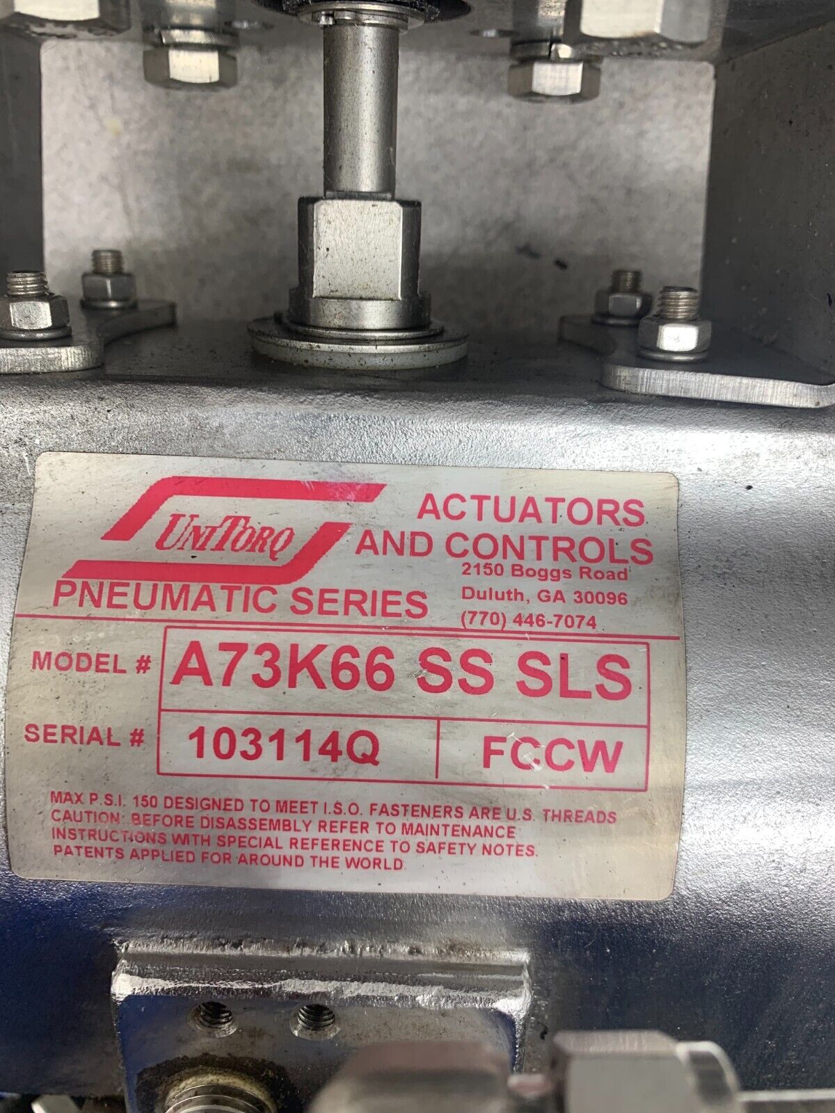 KITZ 1-1/2-150 WCB VALVE WITH FLOWSERVE XNPN2U2PP-28-0020 & A73K66SSSLS ACTUATOR