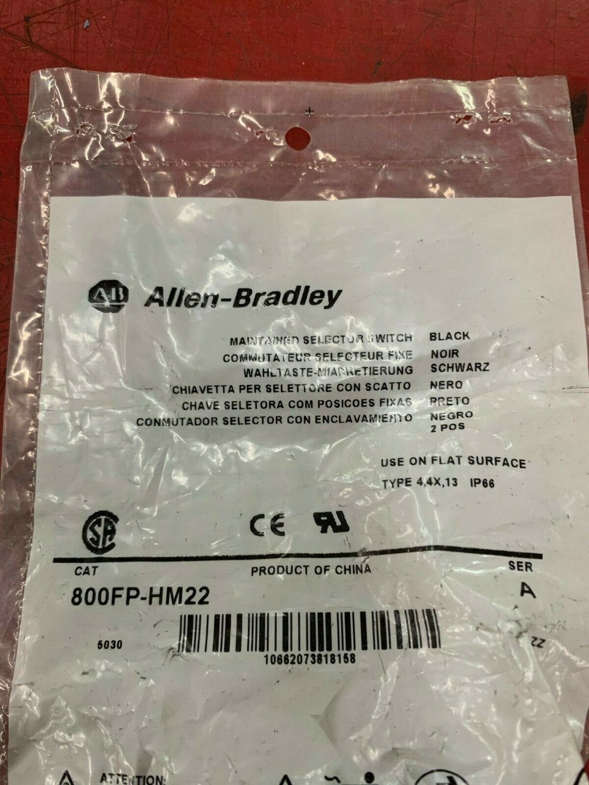 NEW IN BAG ALLEN BRADLEY BLACK SELECTOR SWITCH 800FP-HM22 SERIES A