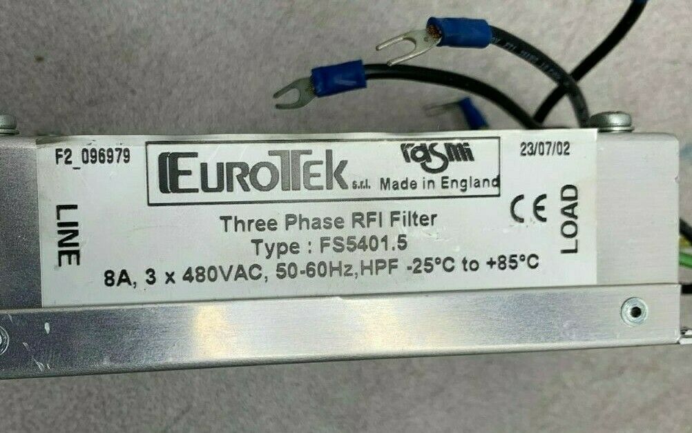 USED EUROTEK THREE PHASE RFI FILTER FS5401.5