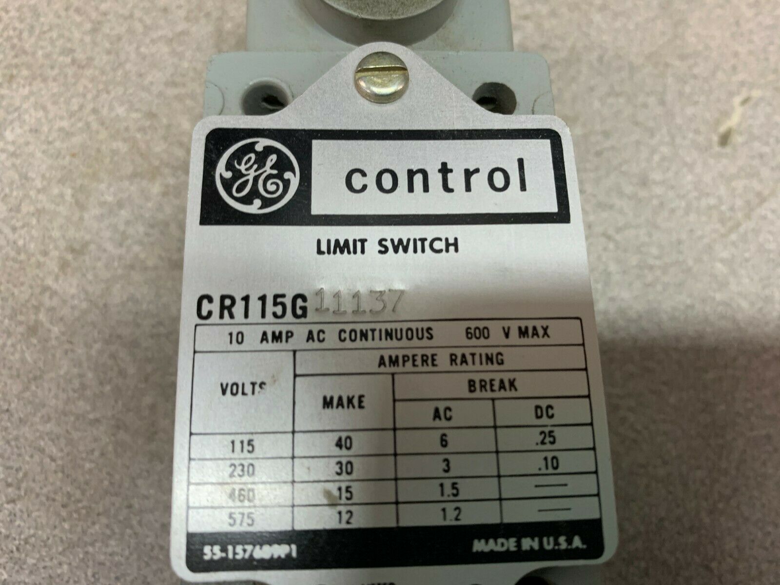 NEW NO BOX GE SWITCH CR115G1137