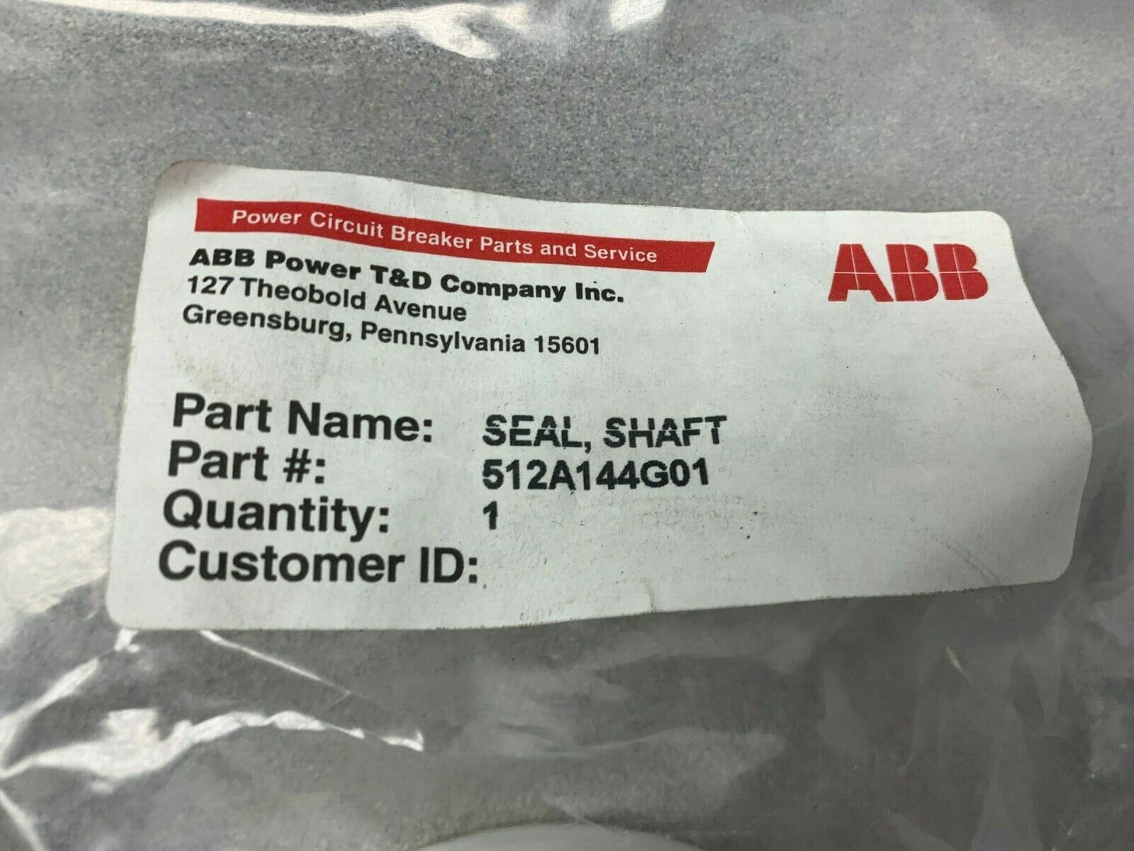 NEW NO BOX ABB SHAFT SEAL 512A144G01