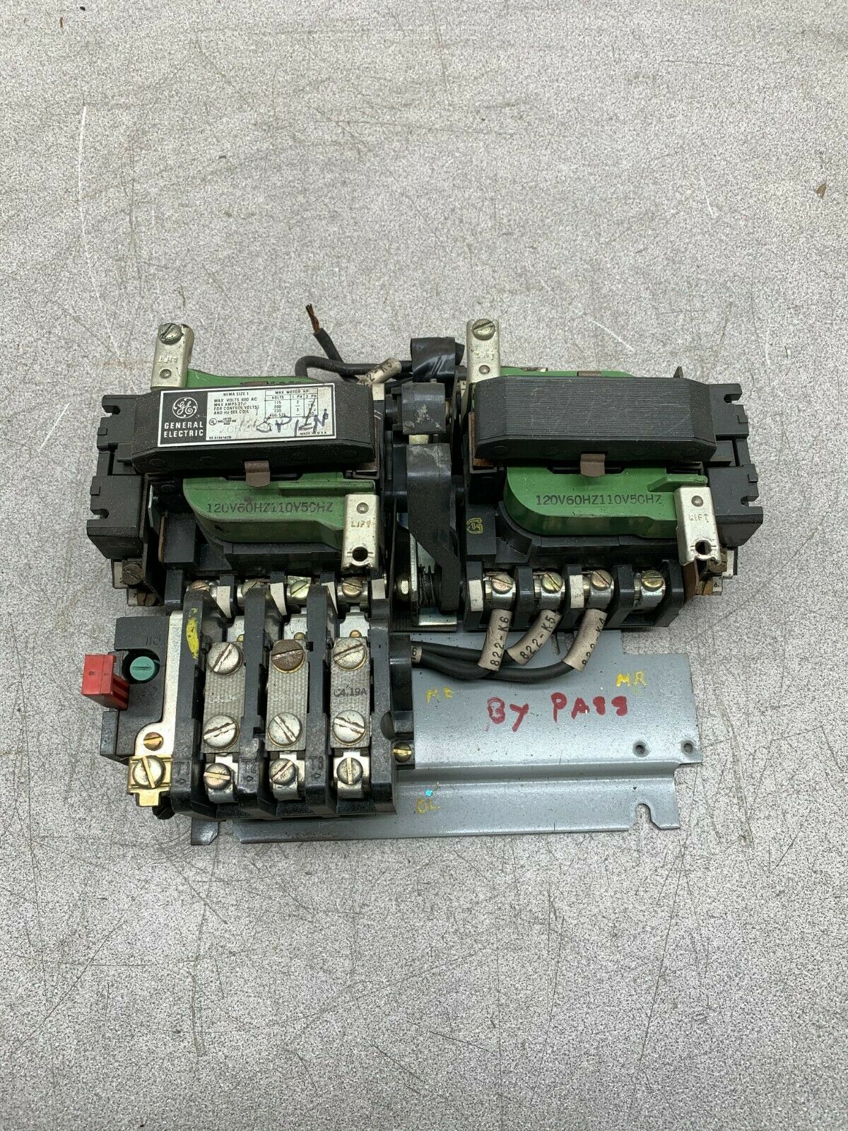 USED GENERAL ELECTRIC SIZE 1 REVERSING STARTER 110/120V. COIL CR209C000CWA