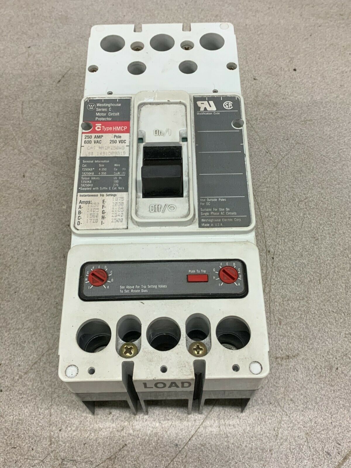 NEW NO BOX CUTLER-HAMMER 2 POLE 250AMP CIRCUIT BREAKER HM2P250W5