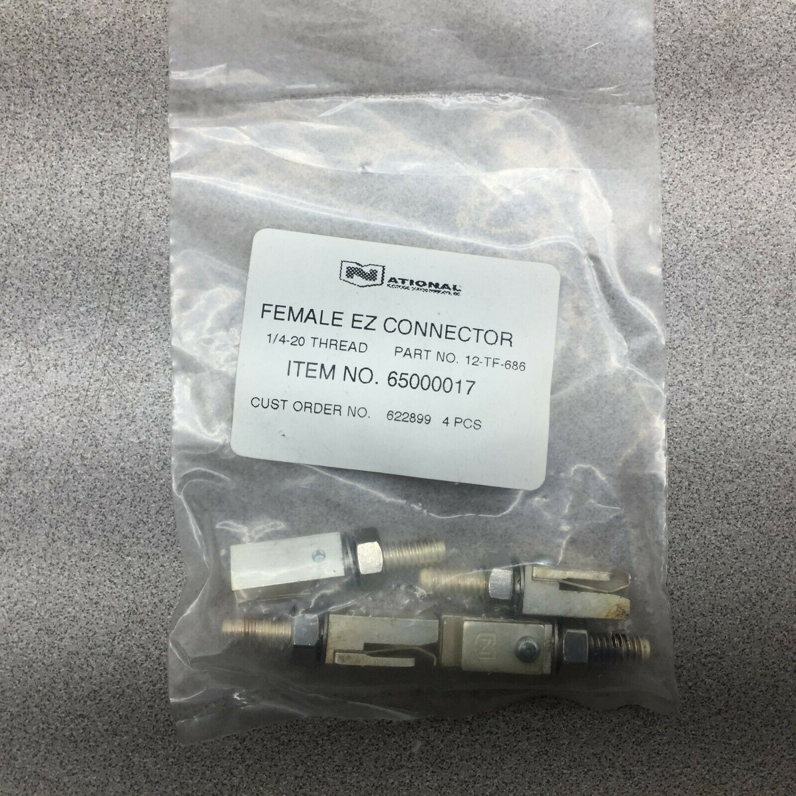 NEW IN BOX OF 92 NATIONAL 1/4-20 FEMALE EZ CONNECTOR 12-TF-686