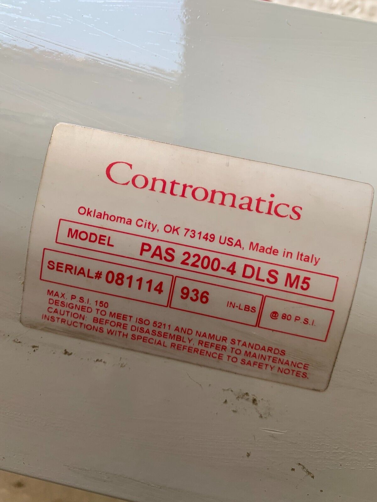 NEW NO BOX CONTROMATICS PNEUMATIC ACTUATOR PAS 2200-4 DLS M5