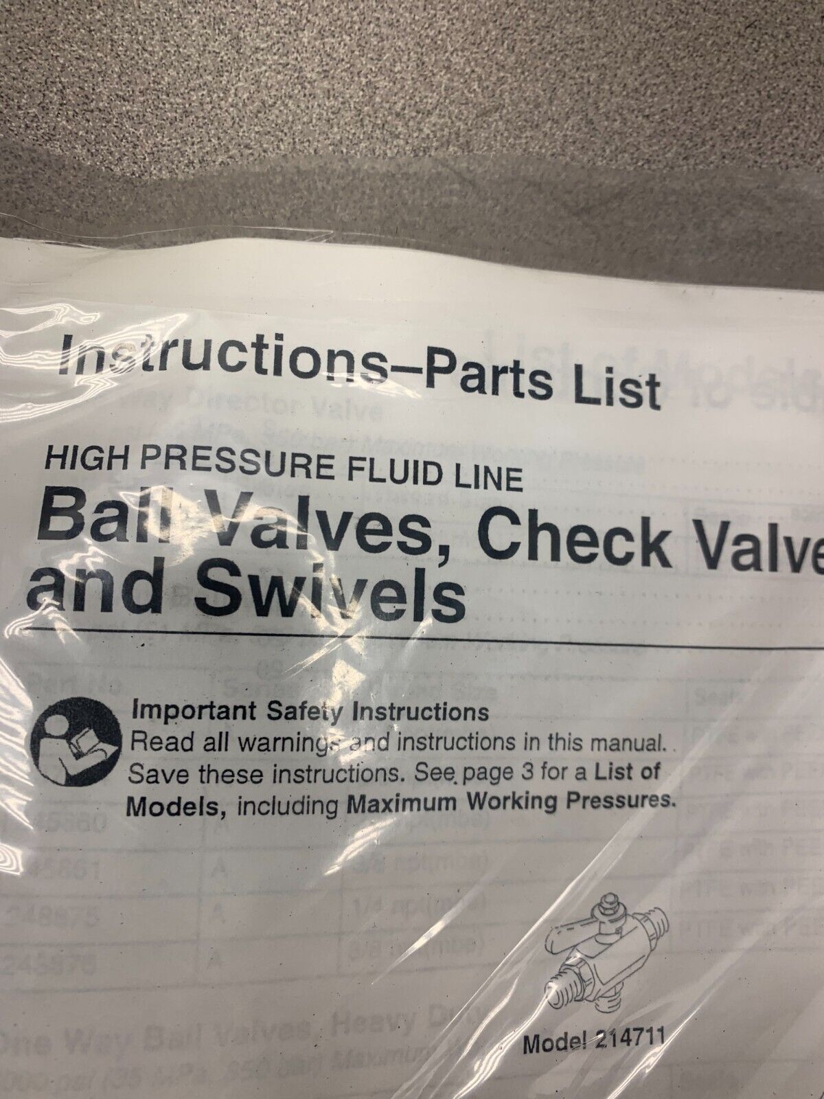 NEW IN PACKAGE Graco 1/4 in. MBENPT x 1/4 in. MBENPT Ball Valve 214037