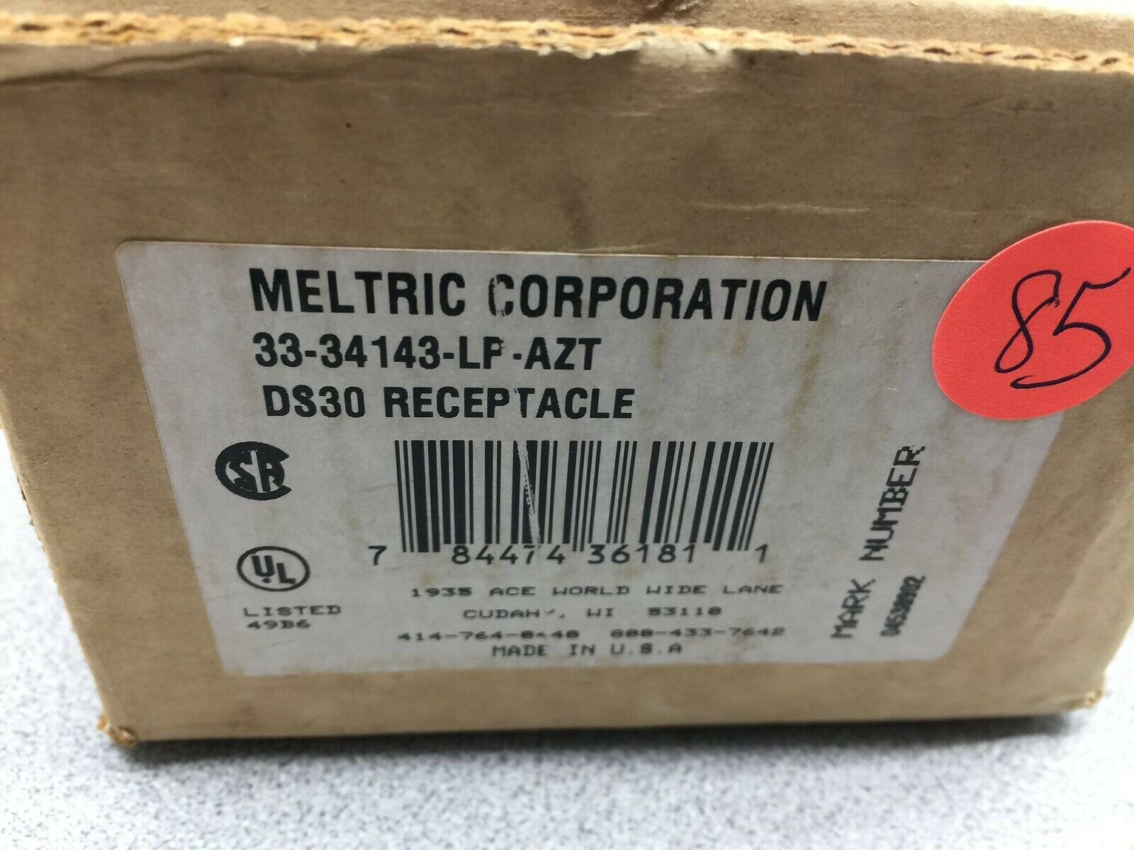 NEW IN BOX MELTRIC 3PH 600VAC 50AMP DS30A RECEPTICAL 33-34143-LP-AZT