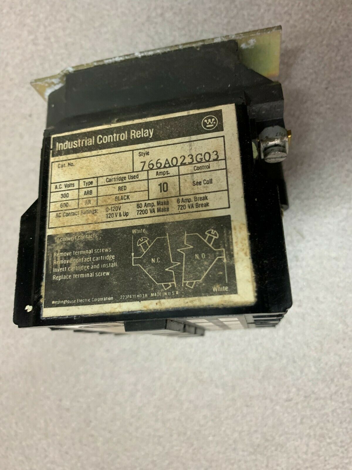 NEW IN BOX WESTINGHOUSE CONTROL RELAY 766A023G03