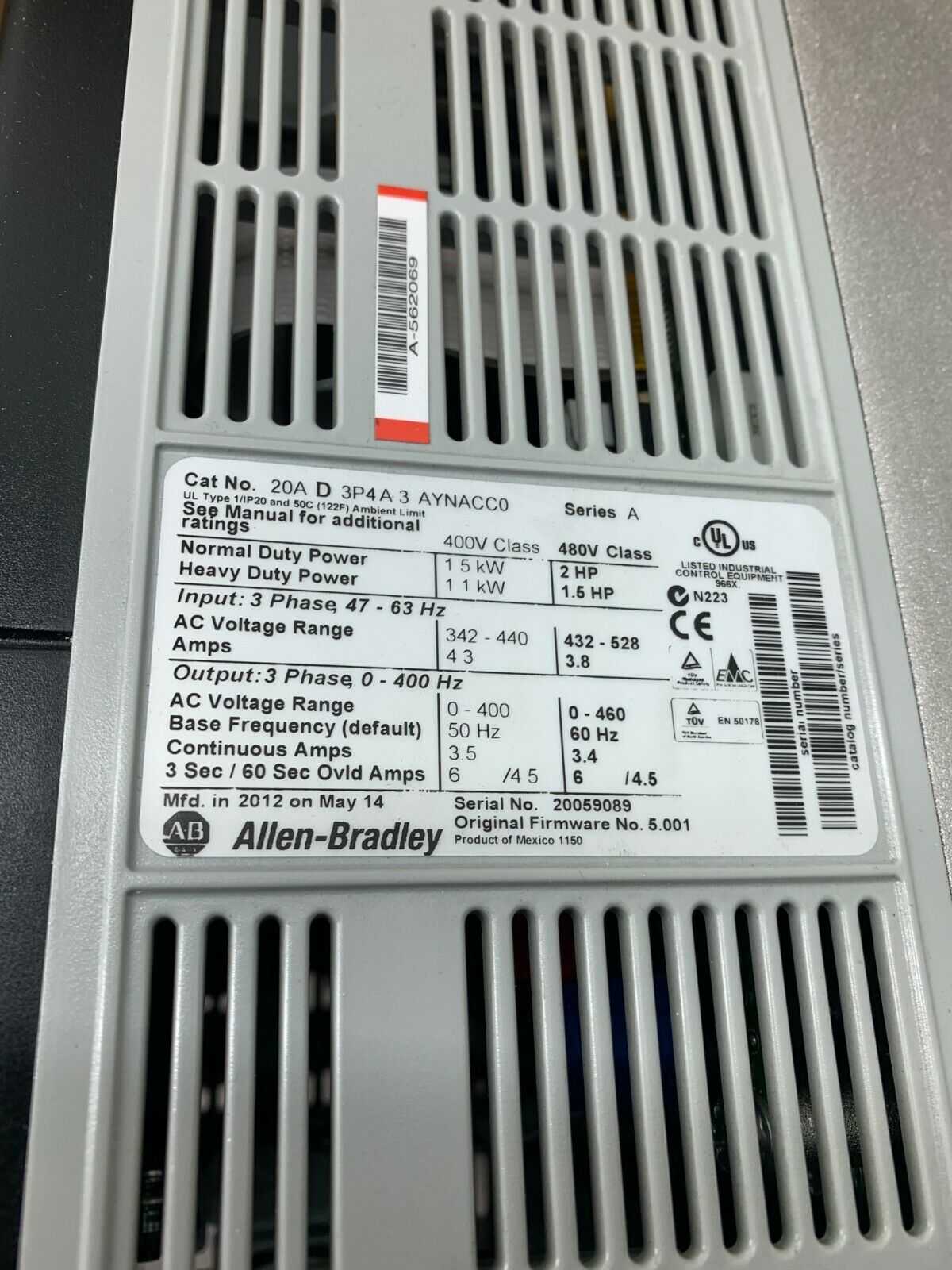 NEW IN BOX ALLEN-BRADLEY 2HP POWERFLEX 70 DRIVE 20AD3P4A3AYNACC0