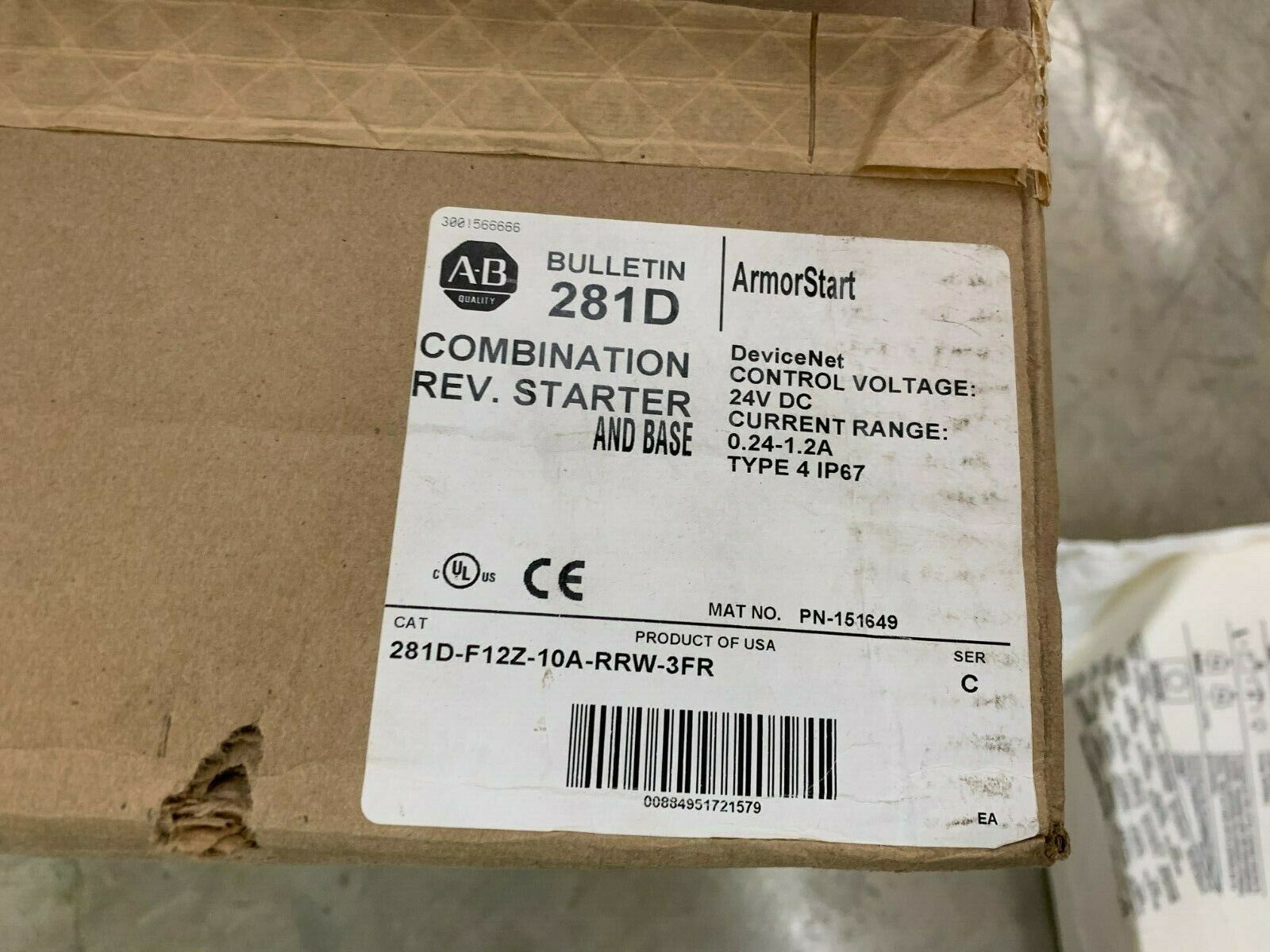 NEW IN BOX ALLEN-BRADLEY ARMORSTART DRIVE AND BASE 281D-F12Z-10A-RRW-3FR