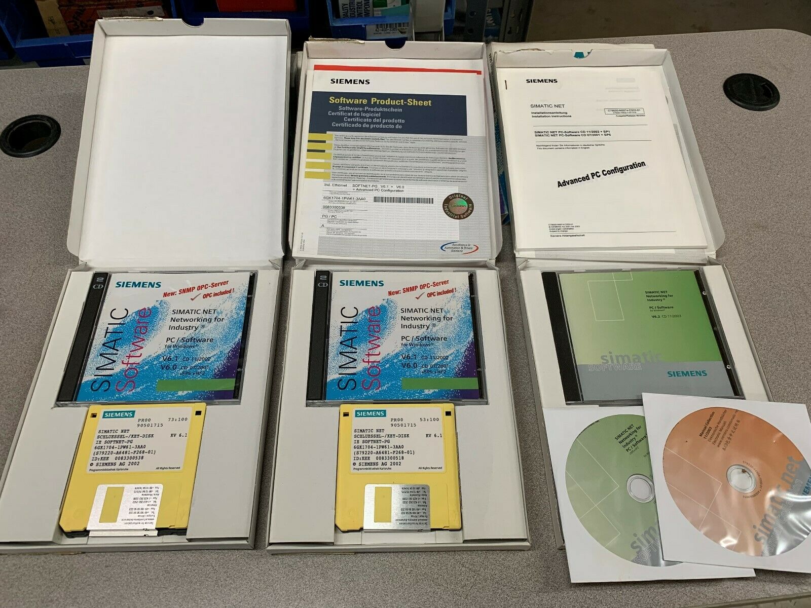 LOT OF 3 SIEMENS SIMATIC SOFTNET-PG V6.1 + V6.0 RUNTIME SOFTWARE 6GK1704-1PW61-3