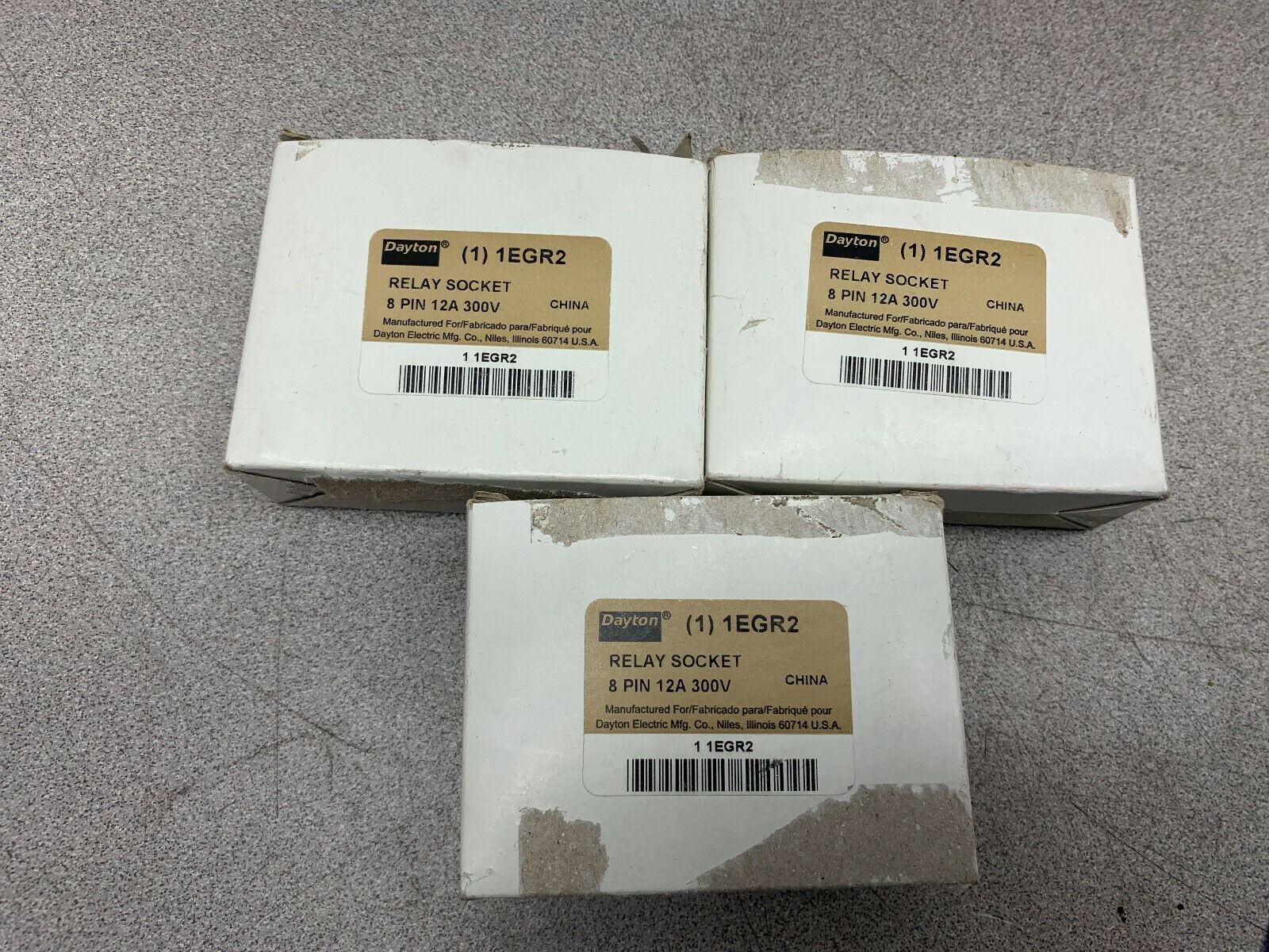 LOT OF 3 NEW IN BOX DAYTON RELAY SOCKET EGR2