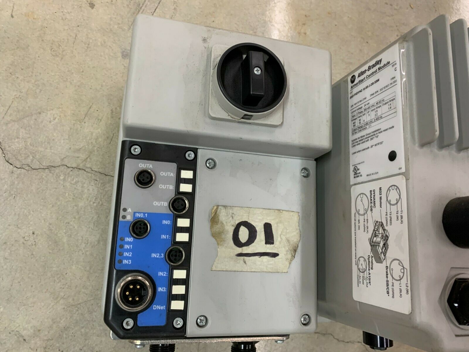 USED ALLEN-BRADLEY ARMORSTART CONTROL DRIVE AND BASE 284D-FHD1P4Z-10-RR-3-DB-SBW