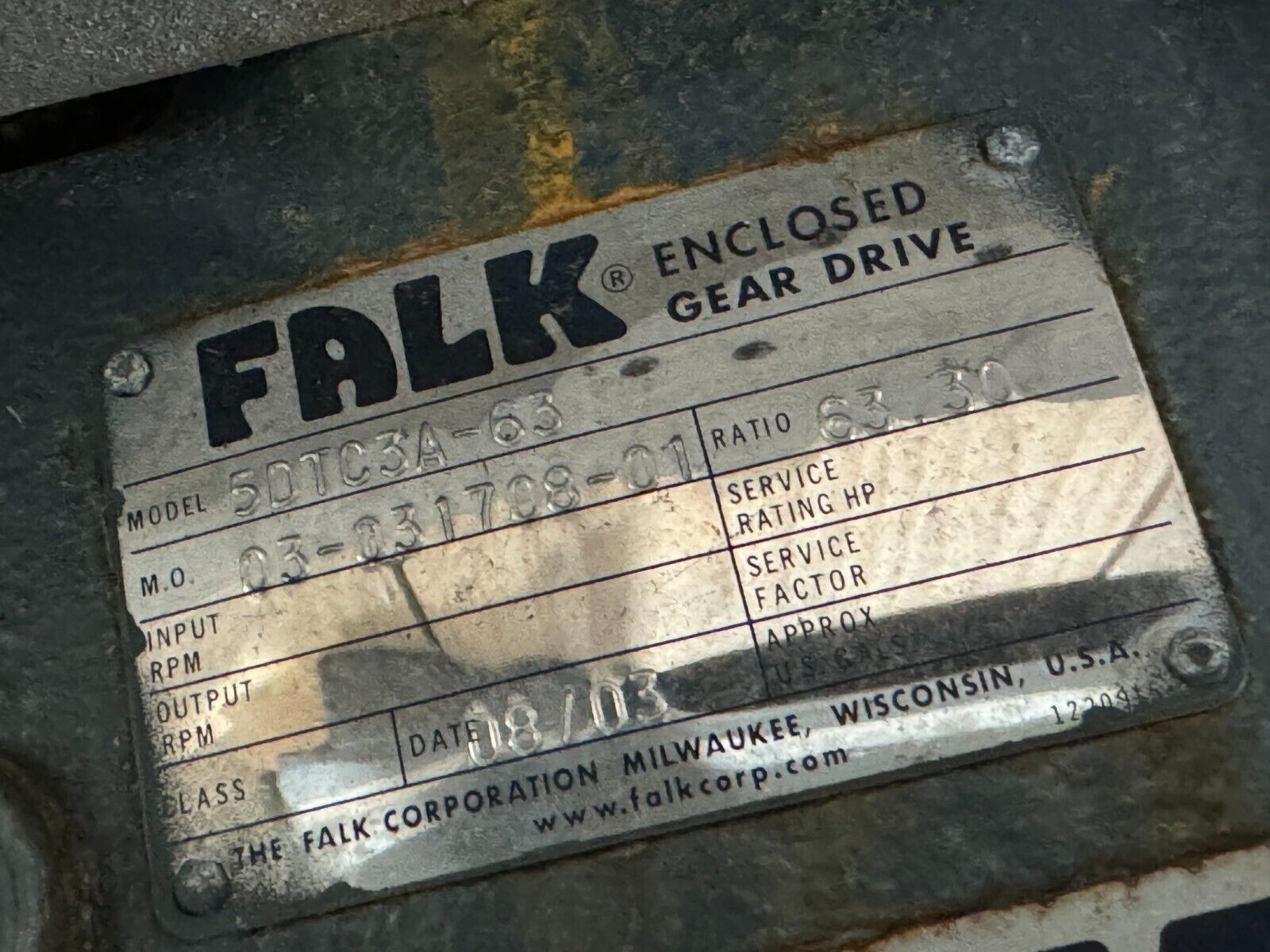 NEW FALK ENCLOSED GEAR DRIVE REDUCER 63.30 RATIO 5DTC3A-63