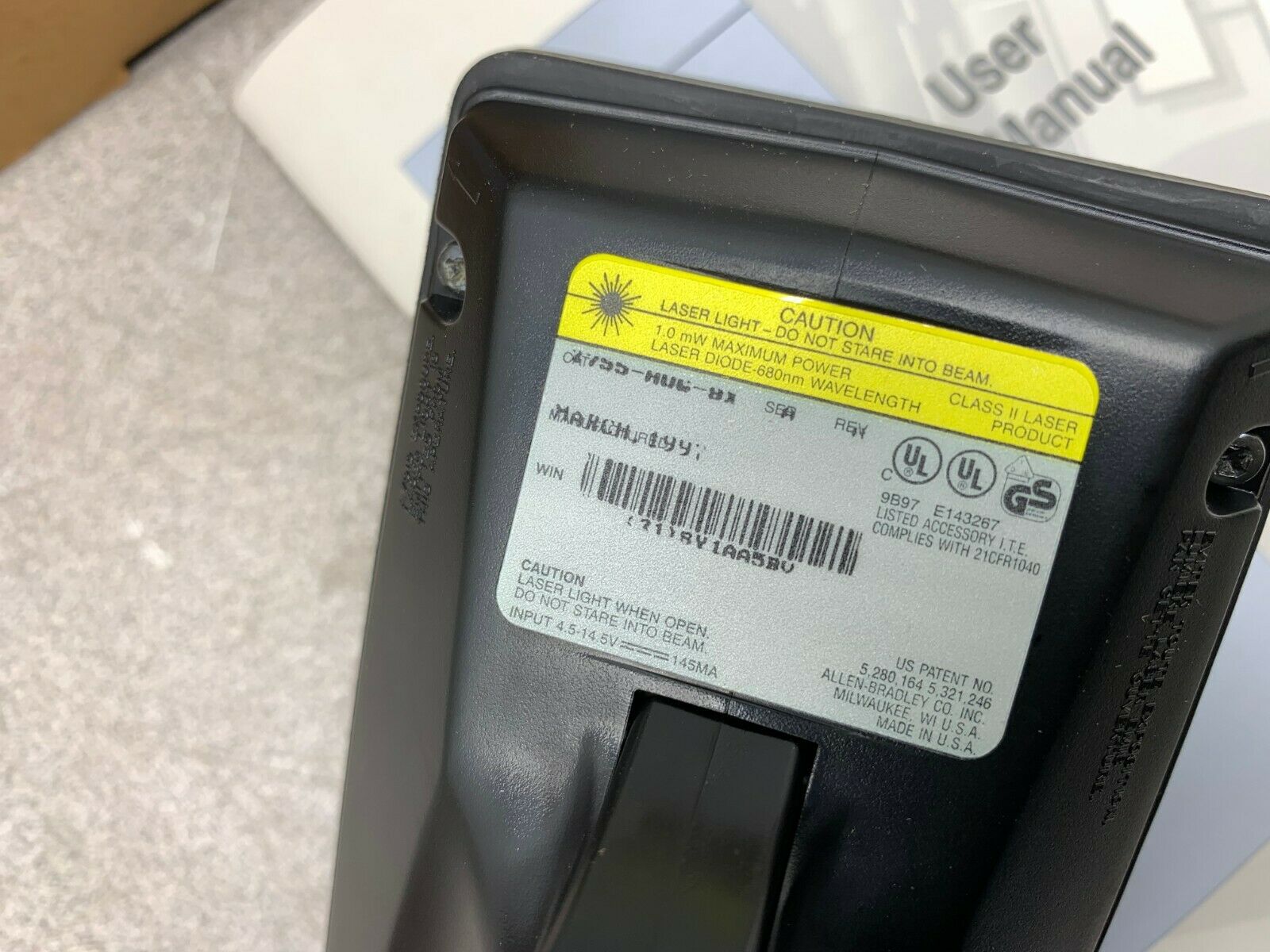 REMAN ALLEN-BRADLEY HANDHELD UNDECODED BAR CODE SCANNER 2755-HUG-9X SERIES A