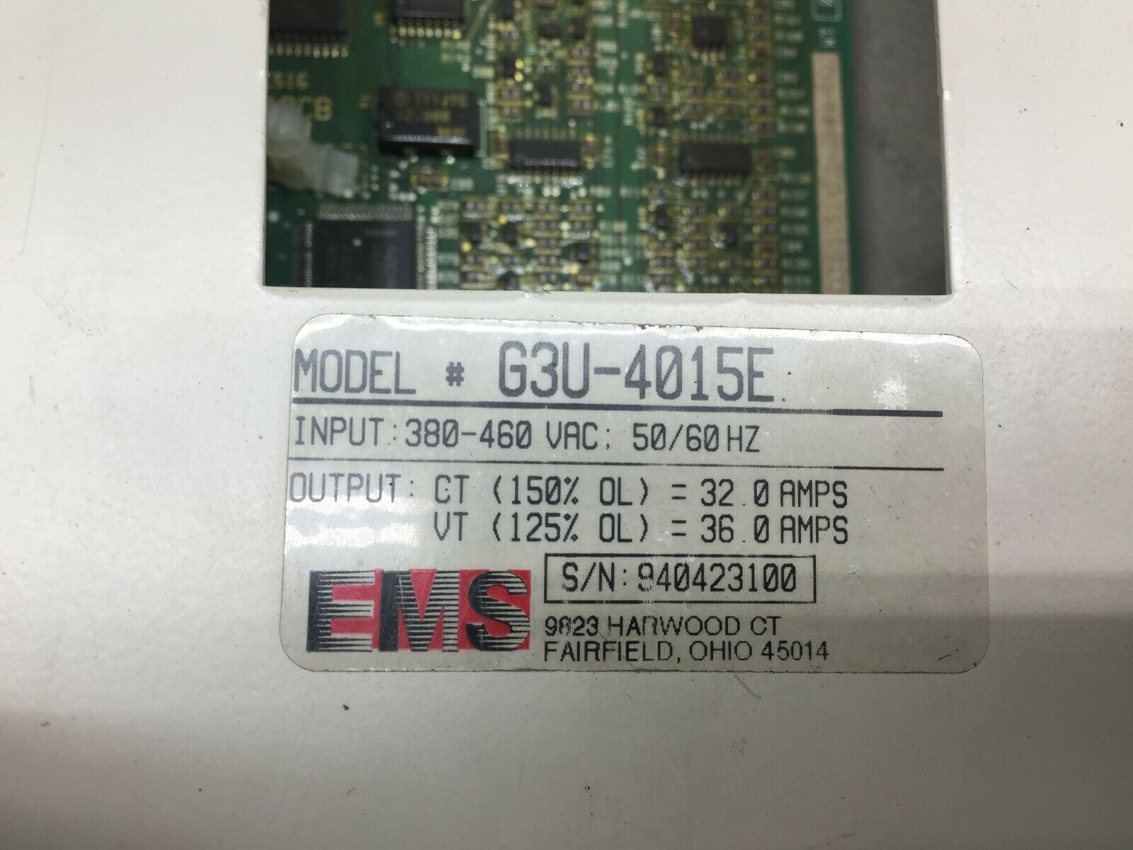 USED EMS 380-460VAC 36AMPS DRIVE G3U-4015E