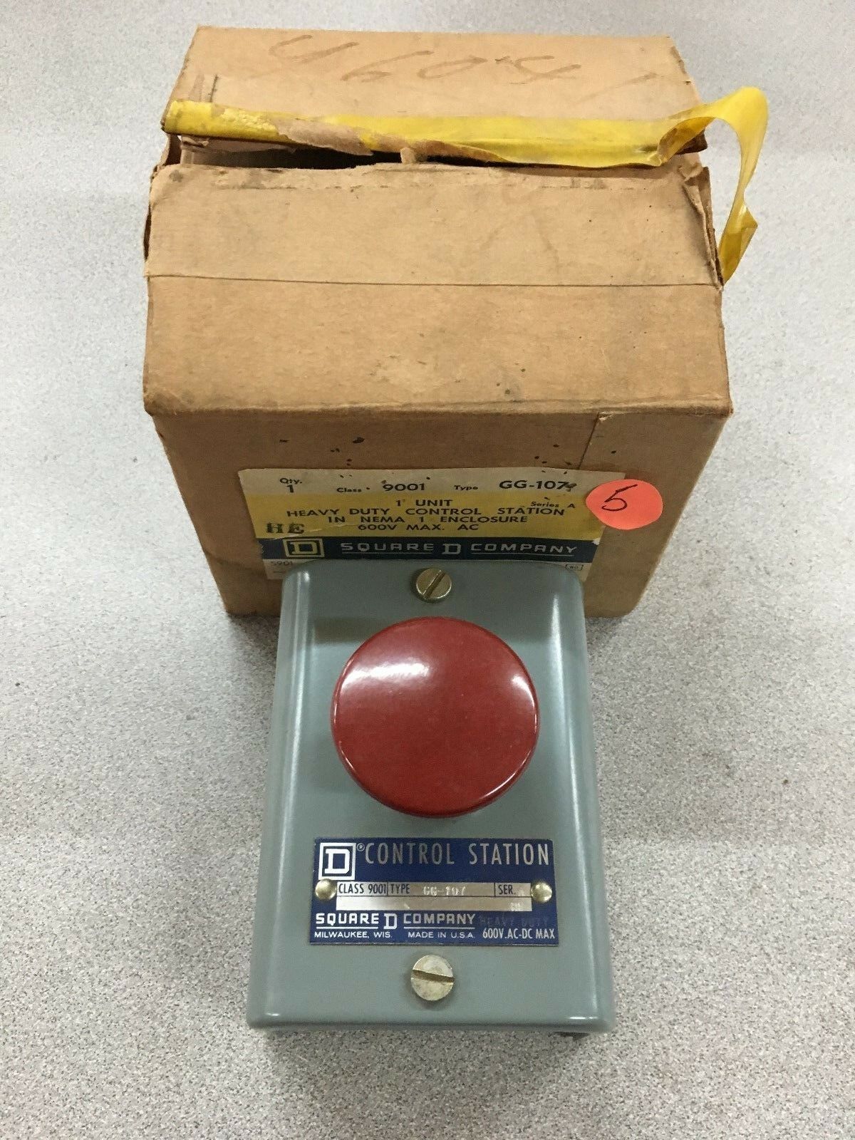 NEW IN BOX SQUARE D 1 UNIT HEAVY DUTY CONTROL STATION 9001 GG-107 SERIES A