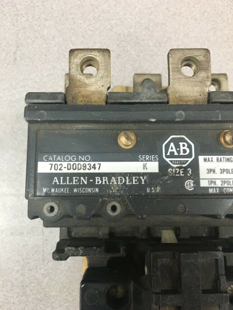 USED ALLEN BRADLEY SIZE 3 STARTER 702-DOD9347 SERIES K